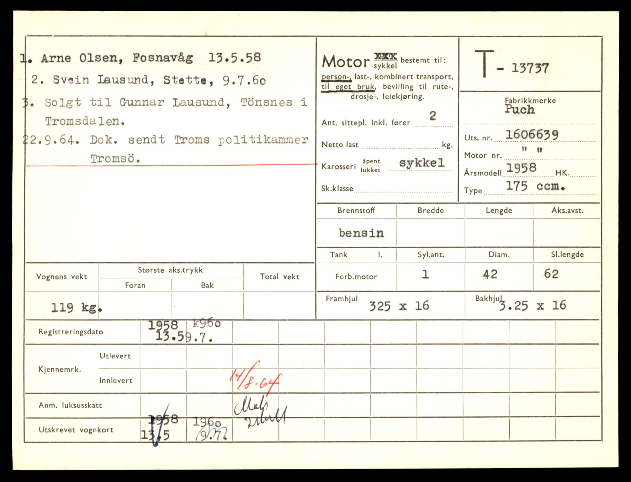 Møre og Romsdal vegkontor - Ålesund trafikkstasjon, AV/SAT-A-4099/F/Fe/L0041: Registreringskort for kjøretøy T 13710 - T 13905, 1927-1998, s. 495