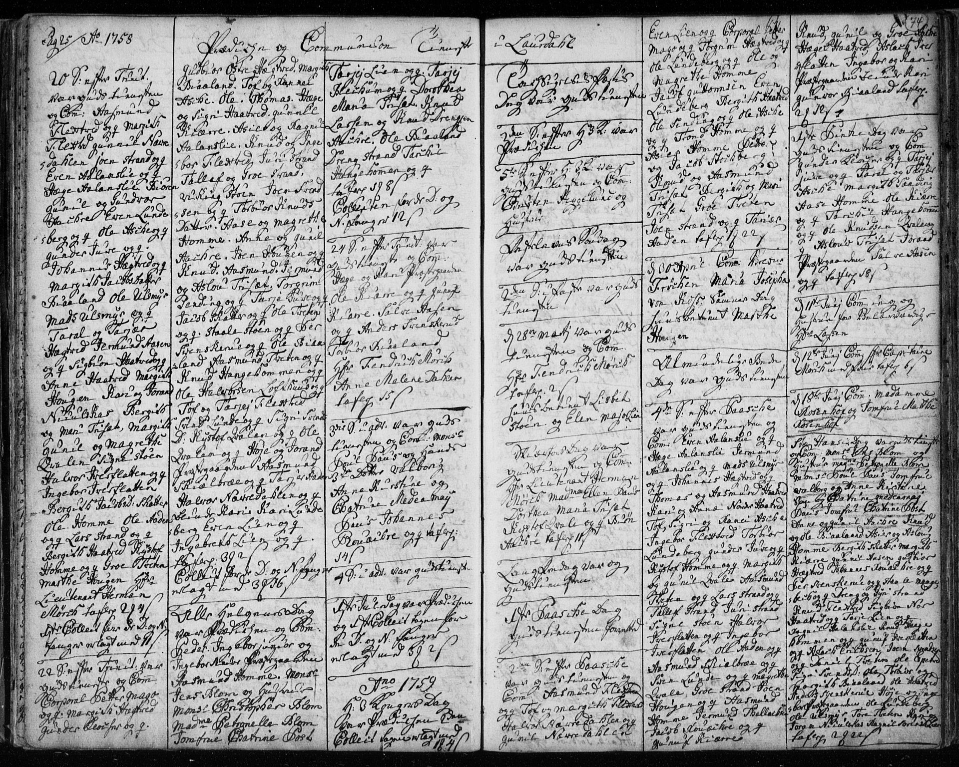 Lårdal kirkebøker, AV/SAKO-A-284/F/Fa/L0003: Ministerialbok nr. I 3, 1754-1790, s. 74