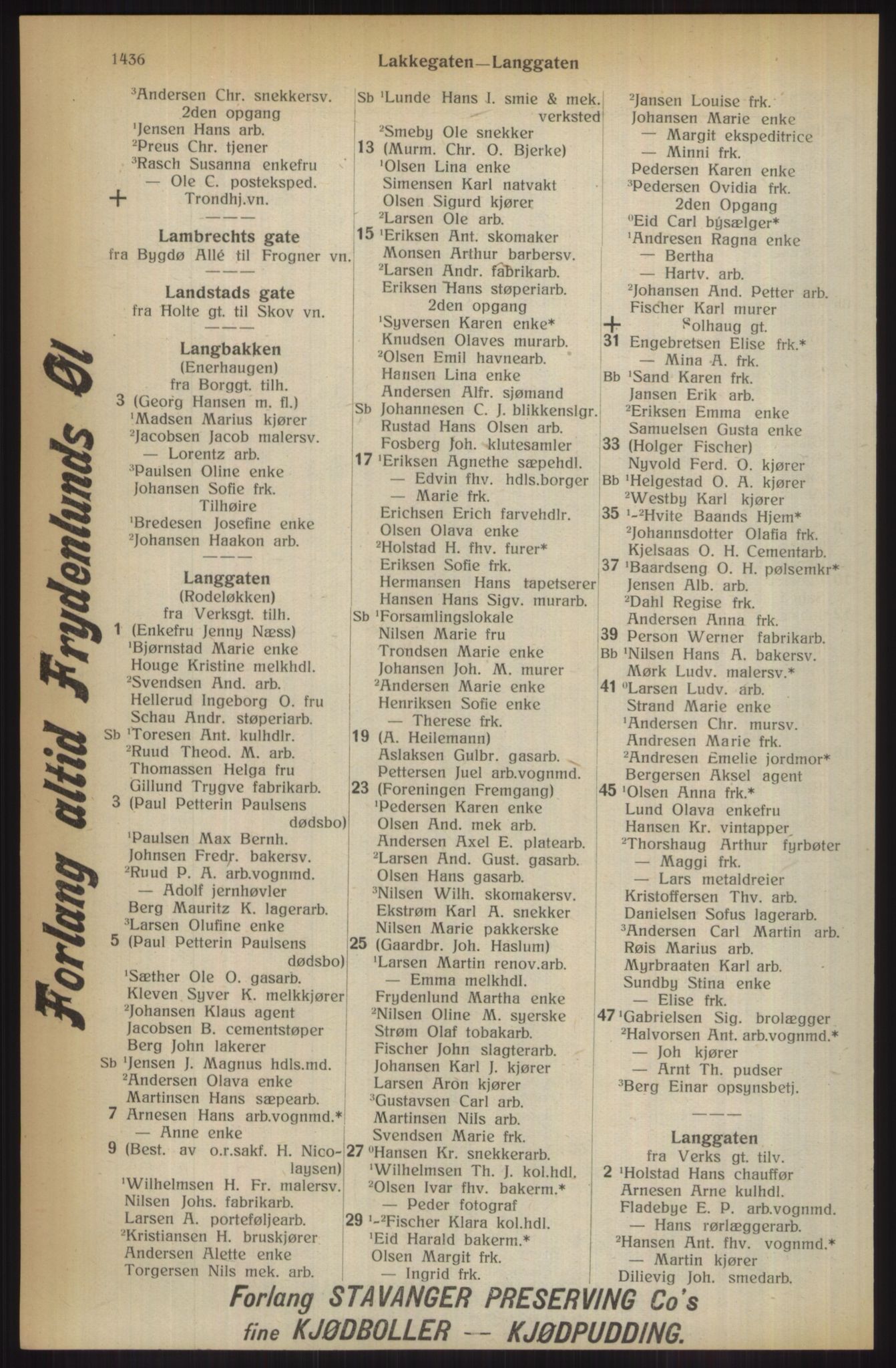 Kristiania/Oslo adressebok, PUBL/-, 1914, s. 1436