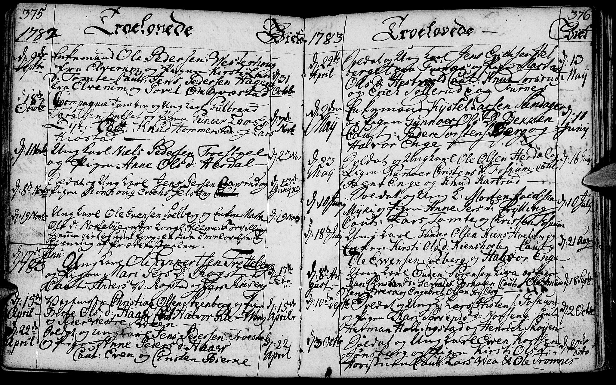 Løten prestekontor, AV/SAH-PREST-022/K/Ka/L0003: Ministerialbok nr. 3, 1773-1800, s. 375-376