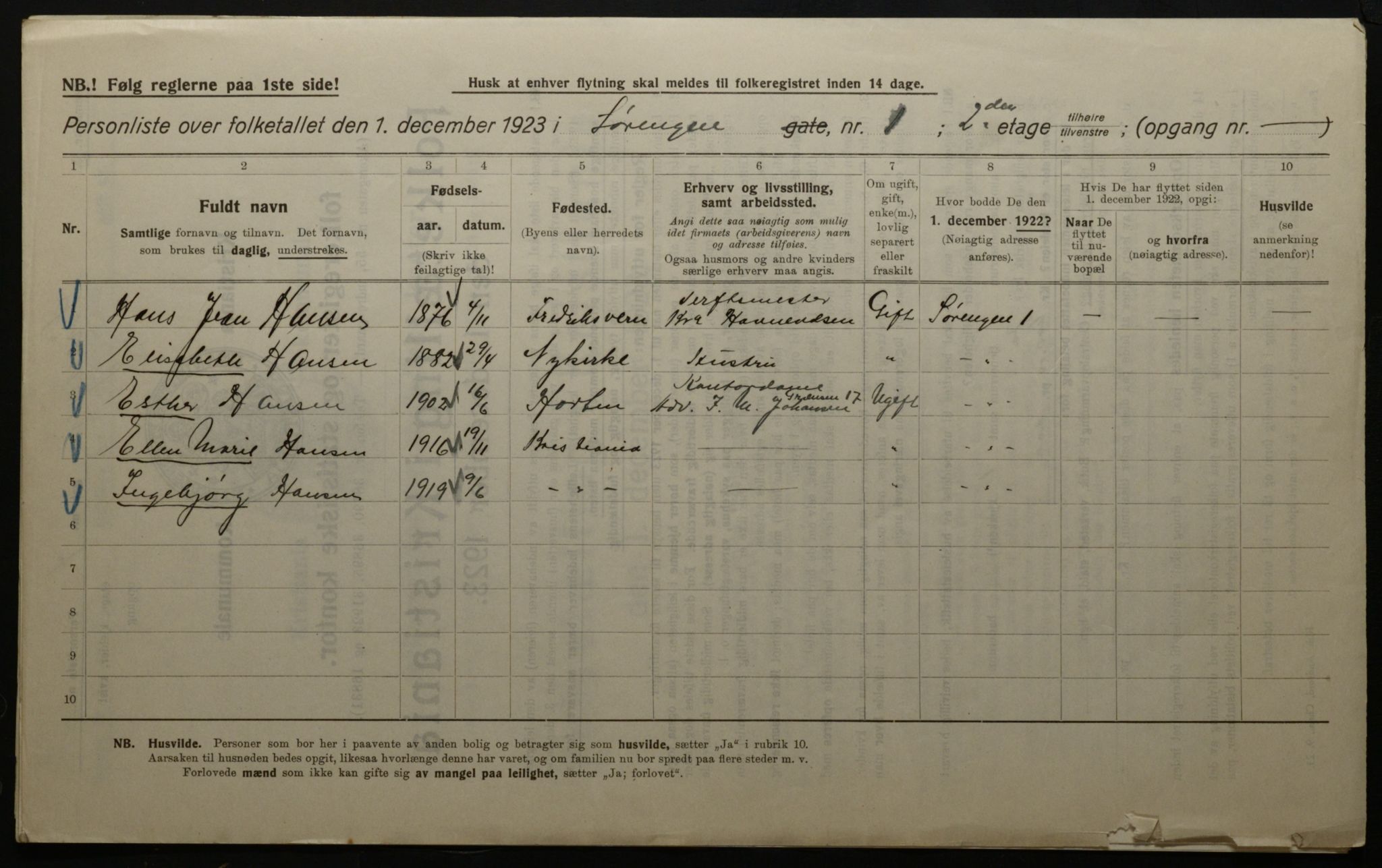 OBA, Kommunal folketelling 1.12.1923 for Kristiania, 1923, s. 117835