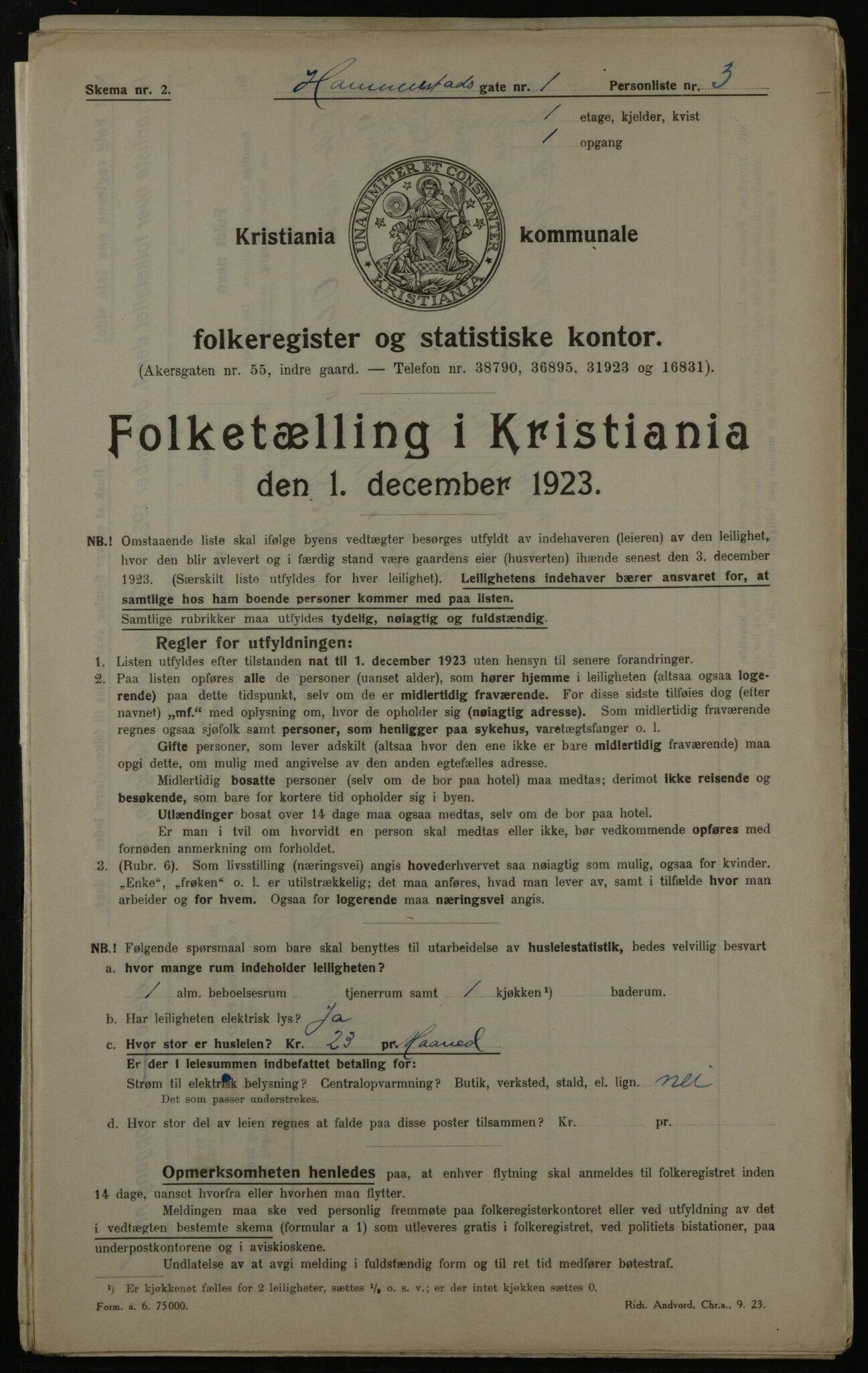 OBA, Kommunal folketelling 1.12.1923 for Kristiania, 1923, s. 38646