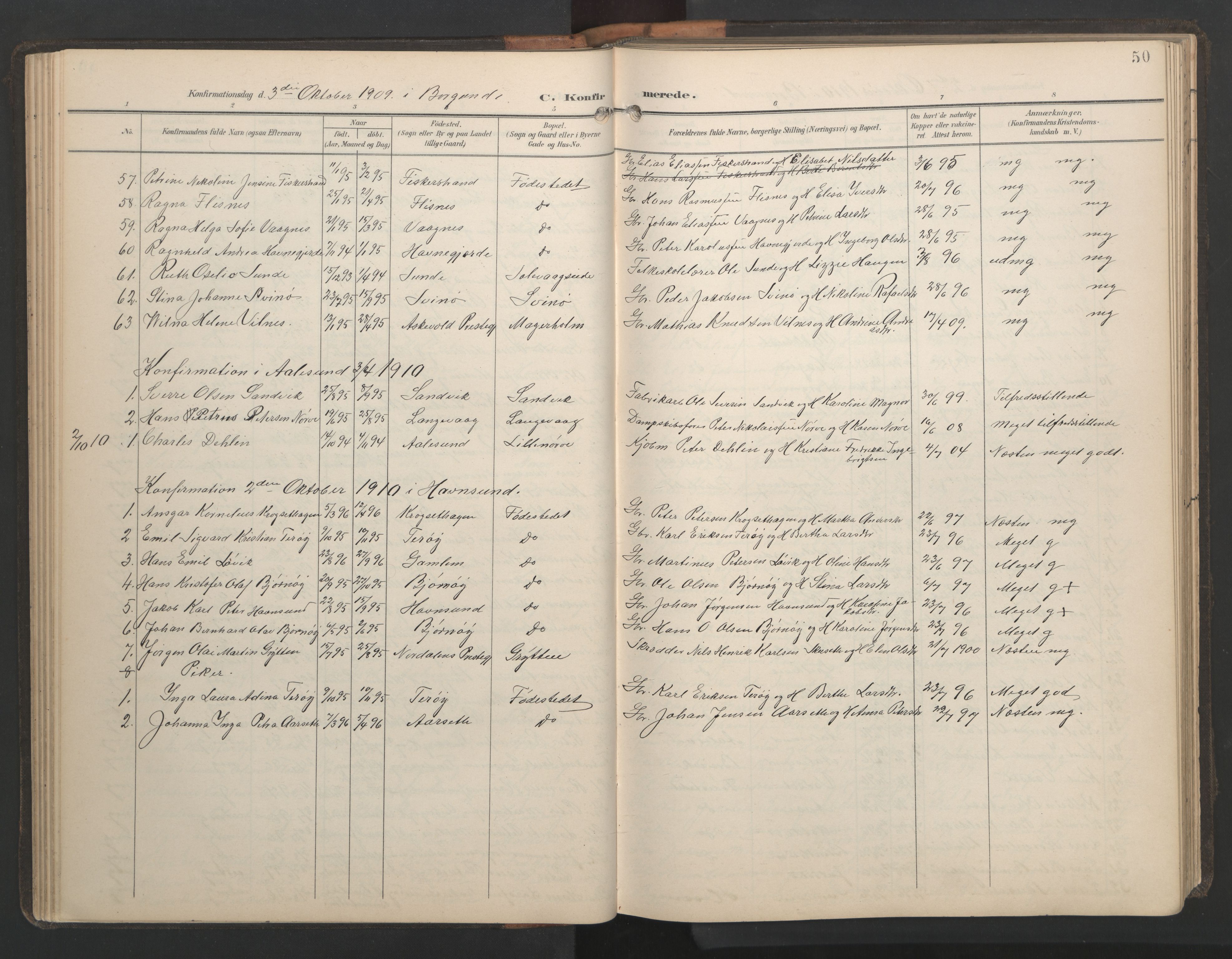 Ministerialprotokoller, klokkerbøker og fødselsregistre - Møre og Romsdal, AV/SAT-A-1454/528/L0433: Klokkerbok nr. 528C14, 1899-1922, s. 50