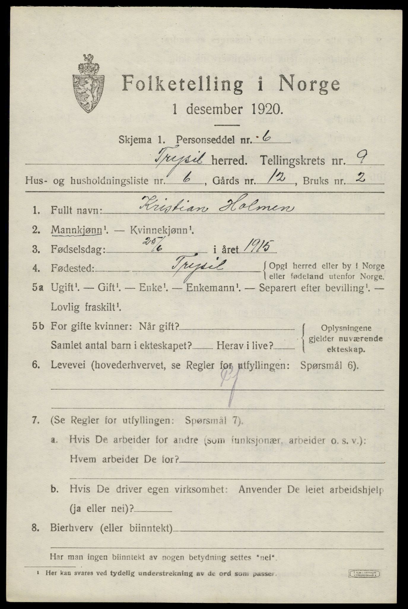 SAH, Folketelling 1920 for 0428 Trysil herred, 1920, s. 6621