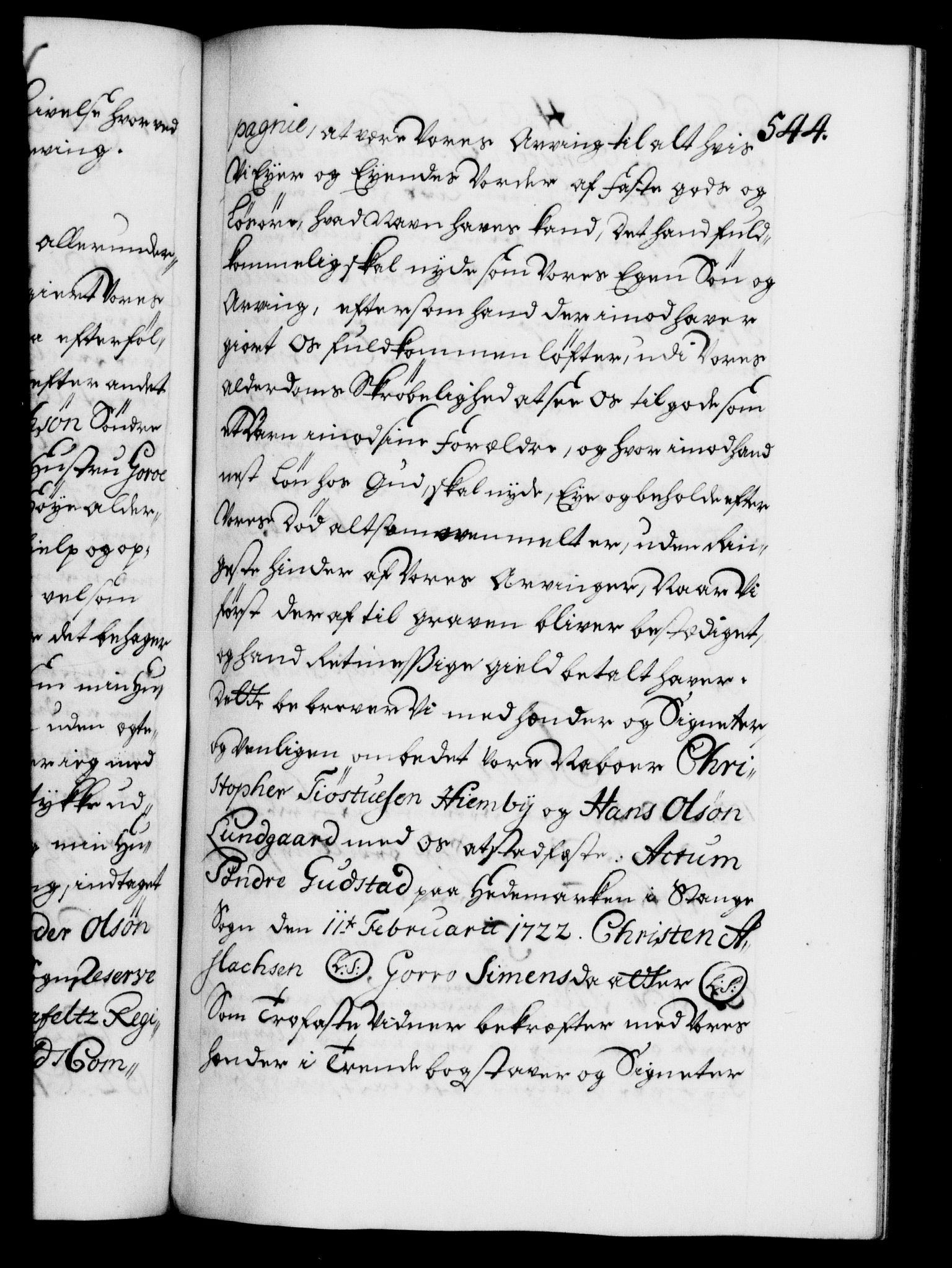 Danske Kanselli 1572-1799, RA/EA-3023/F/Fc/Fca/Fcaa/L0023: Norske registre, 1720-1722, s. 544a