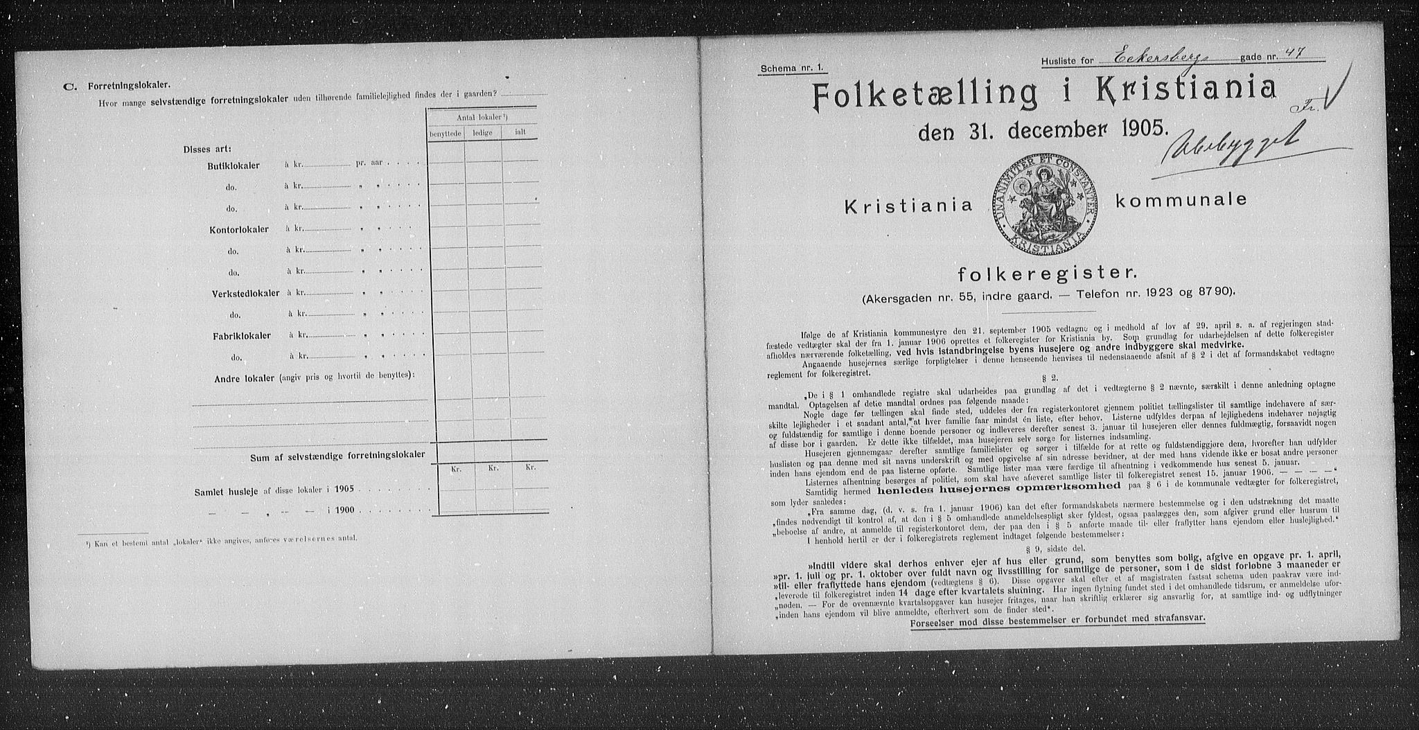 OBA, Kommunal folketelling 31.12.1905 for Kristiania kjøpstad, 1905, s. 9756