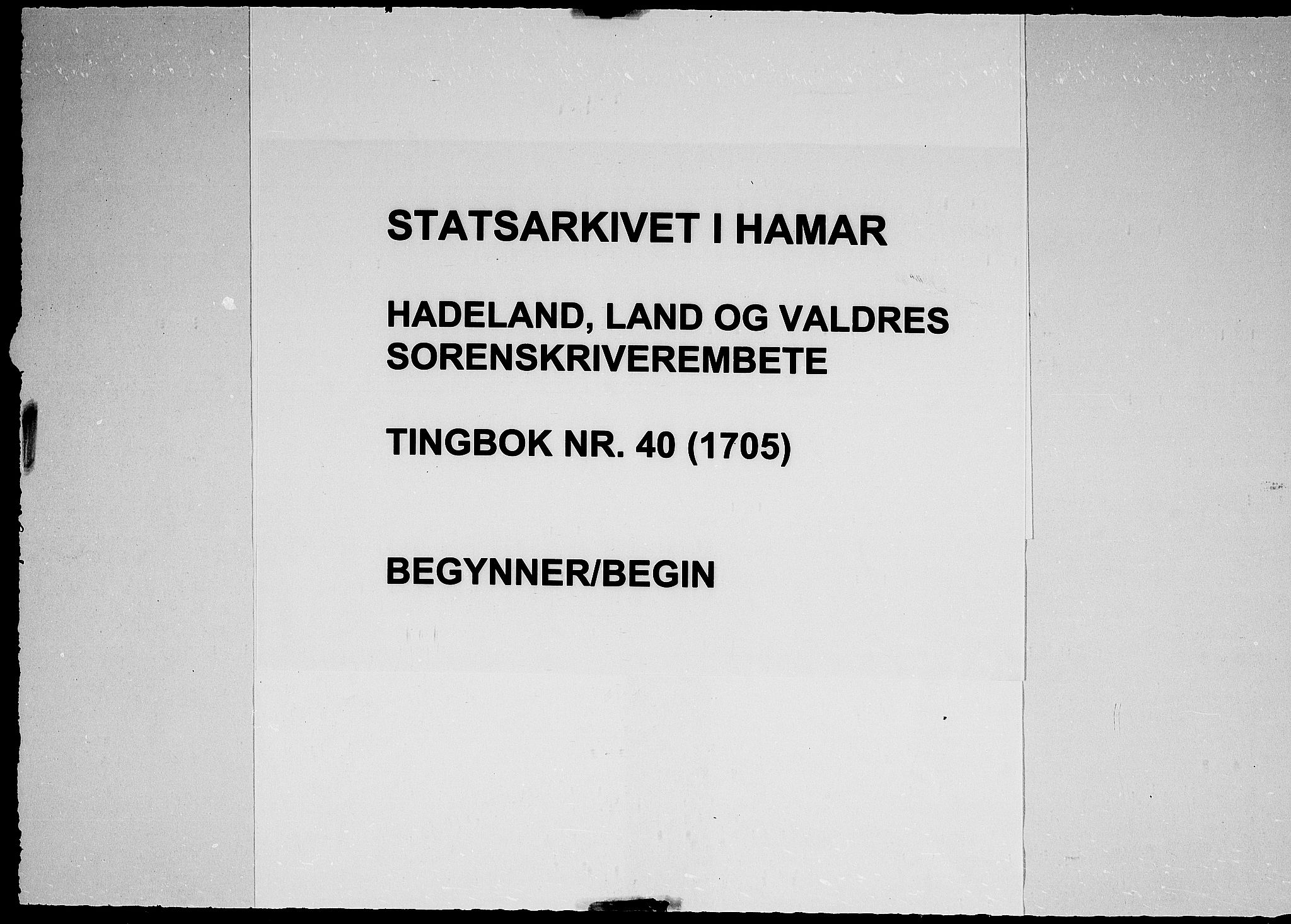 Hadeland, Land og Valdres sorenskriveri, AV/SAH-TING-028/G/Gb/L0040: Tingbok, 1705