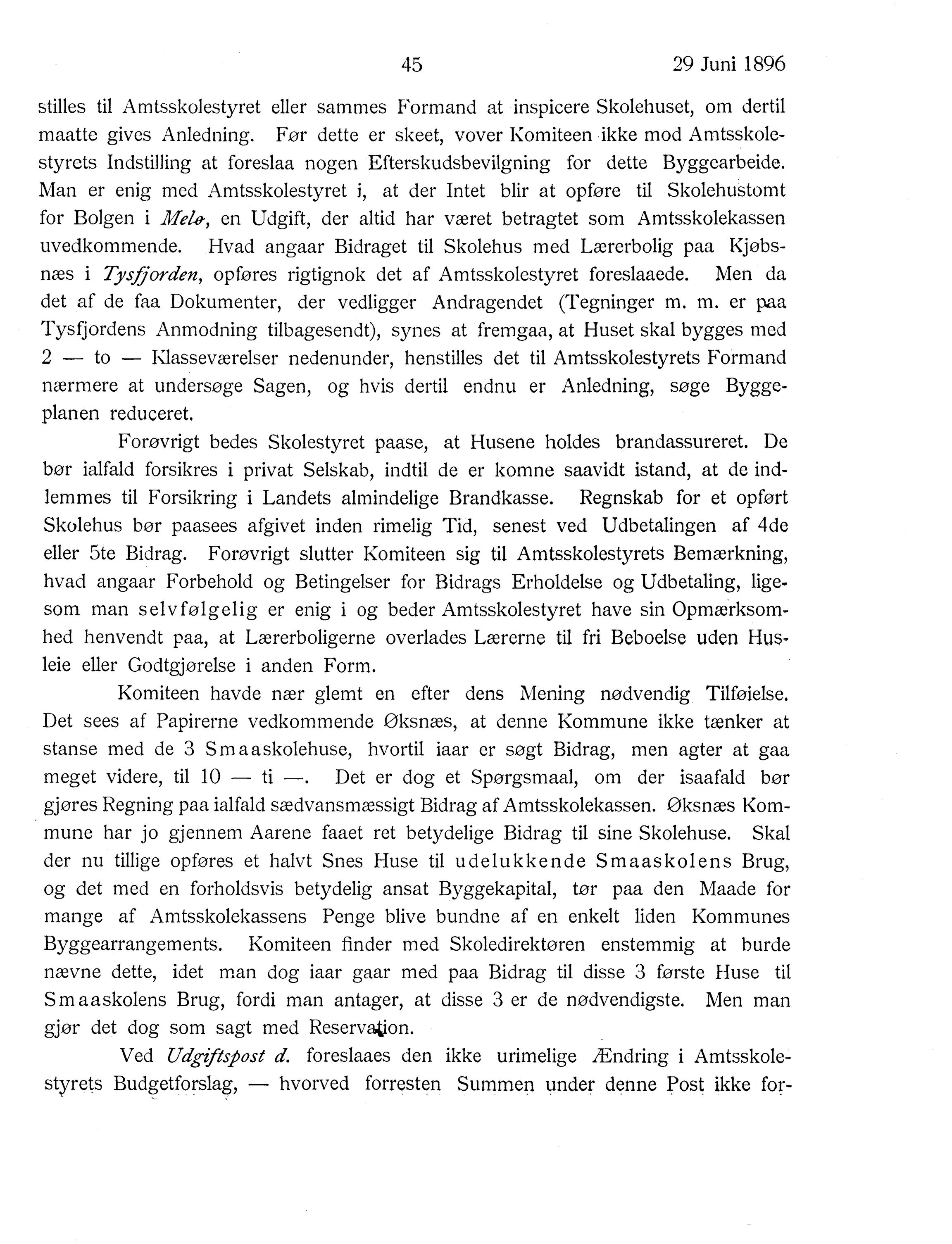 Nordland Fylkeskommune. Fylkestinget, AIN/NFK-17/176/A/Ac/L0019: Fylkestingsforhandlinger 1896, 1896