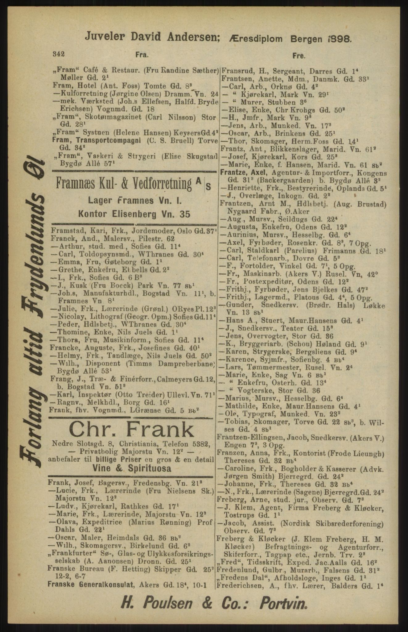 Kristiania/Oslo adressebok, PUBL/-, 1904, s. 342