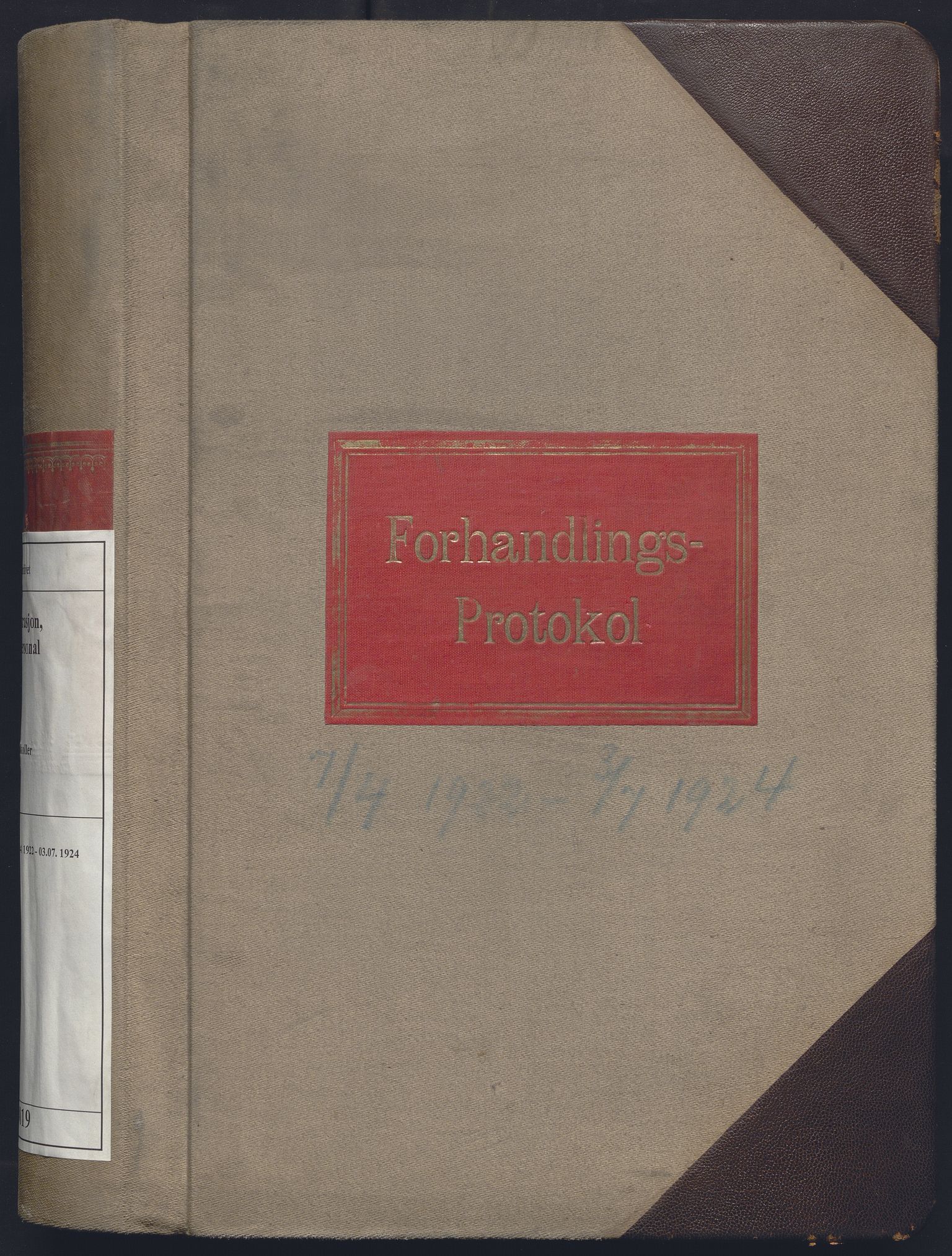 Norges statsbaner, Administrasjons- økonomi- og personalavdelingen, AV/RA-S-3412/A/Aa/L0019: Forhandlingsprotokoll, 1922-1924