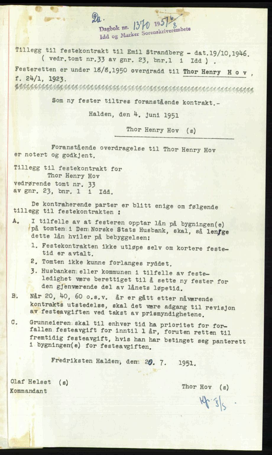Idd og Marker sorenskriveri, SAO/A-10283/G/Gb/Gbb/L0009: Pantebok nr. A9, 1946-1947, Dagboknr: 1370/1951