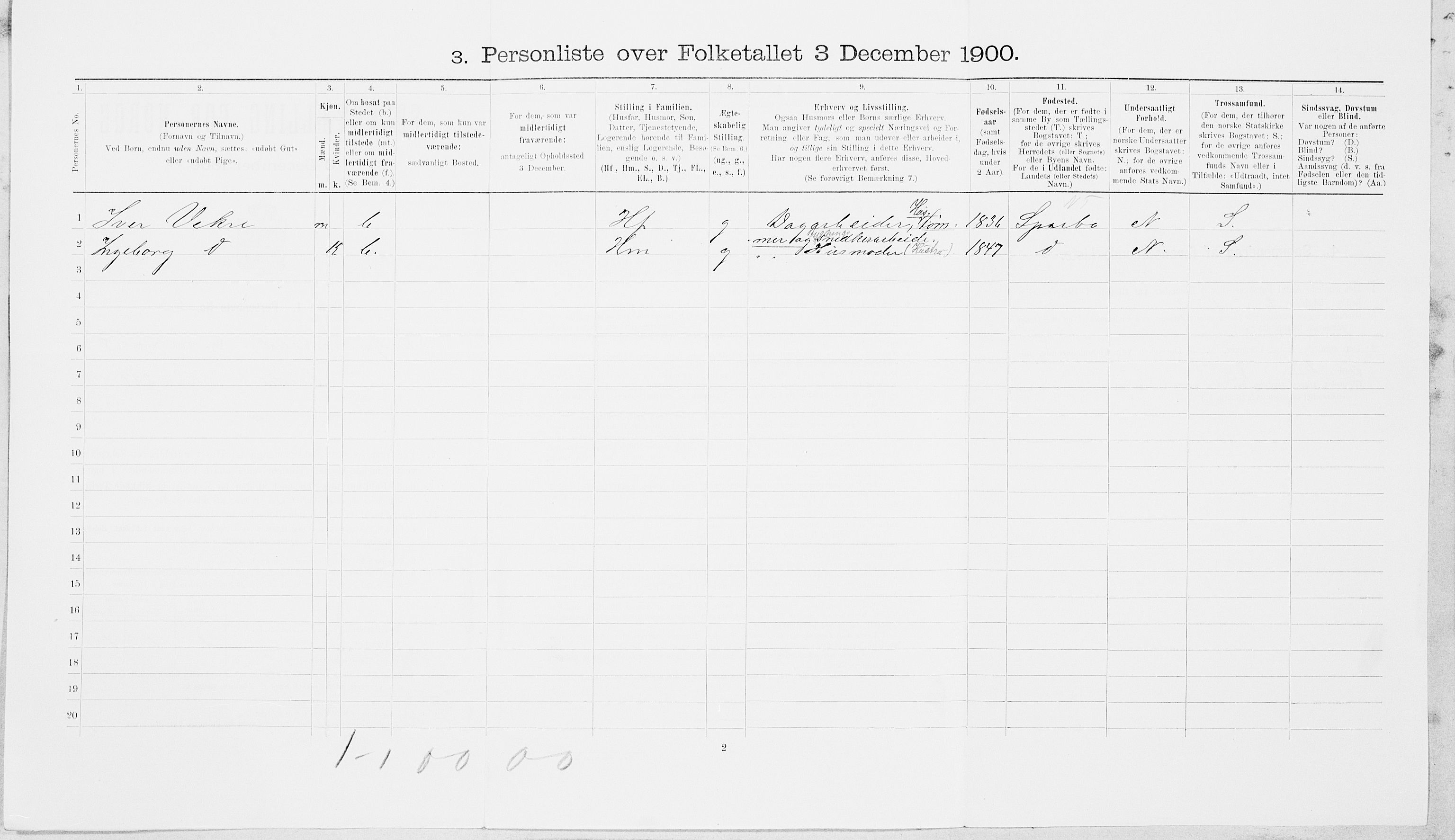 SAT, Folketelling 1900 for 1702 Steinkjer ladested, 1900, s. 874