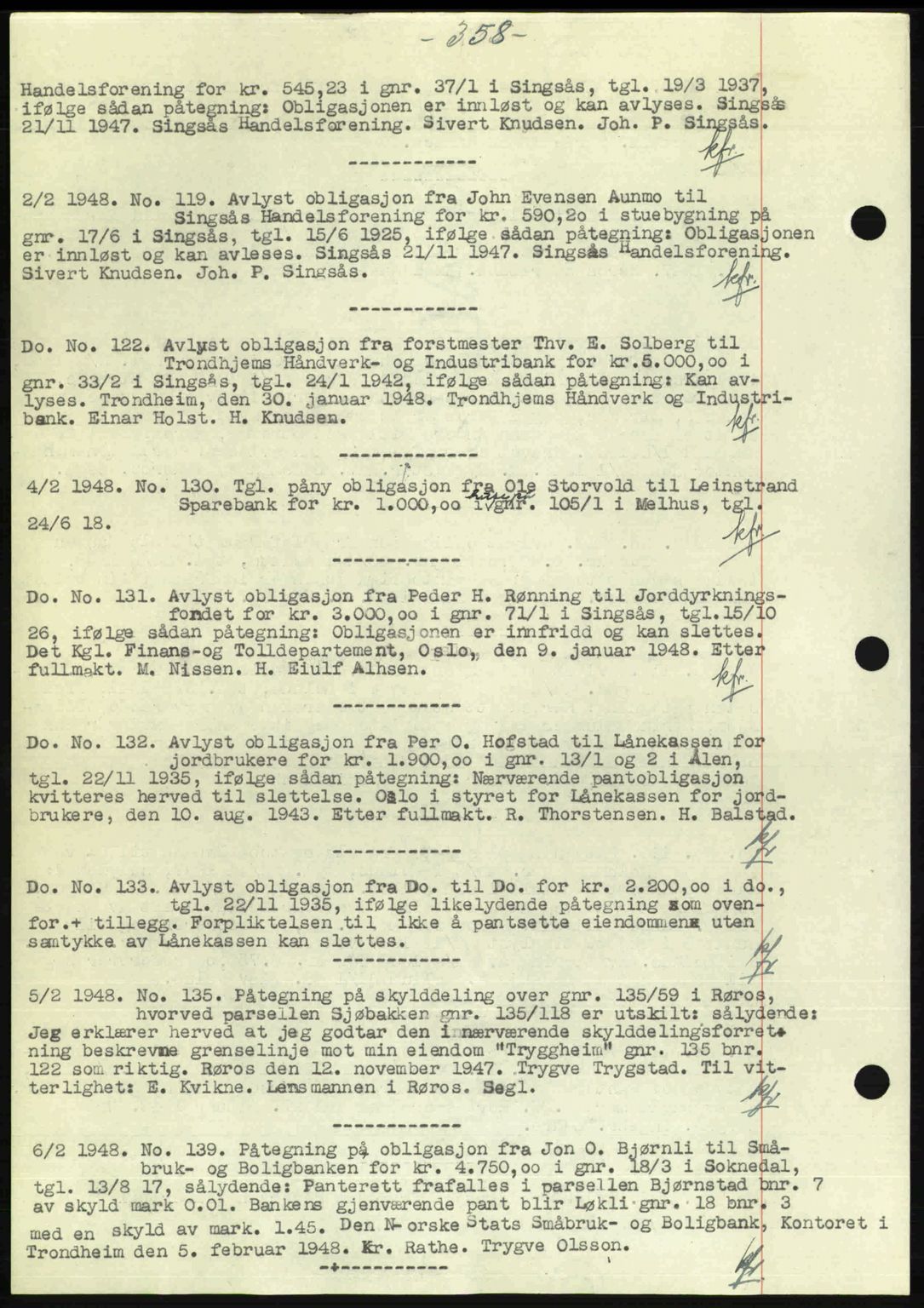 Gauldal sorenskriveri, SAT/A-0014/1/2/2C: Pantebok nr. A5, 1947-1948, Dagboknr: 119/1948