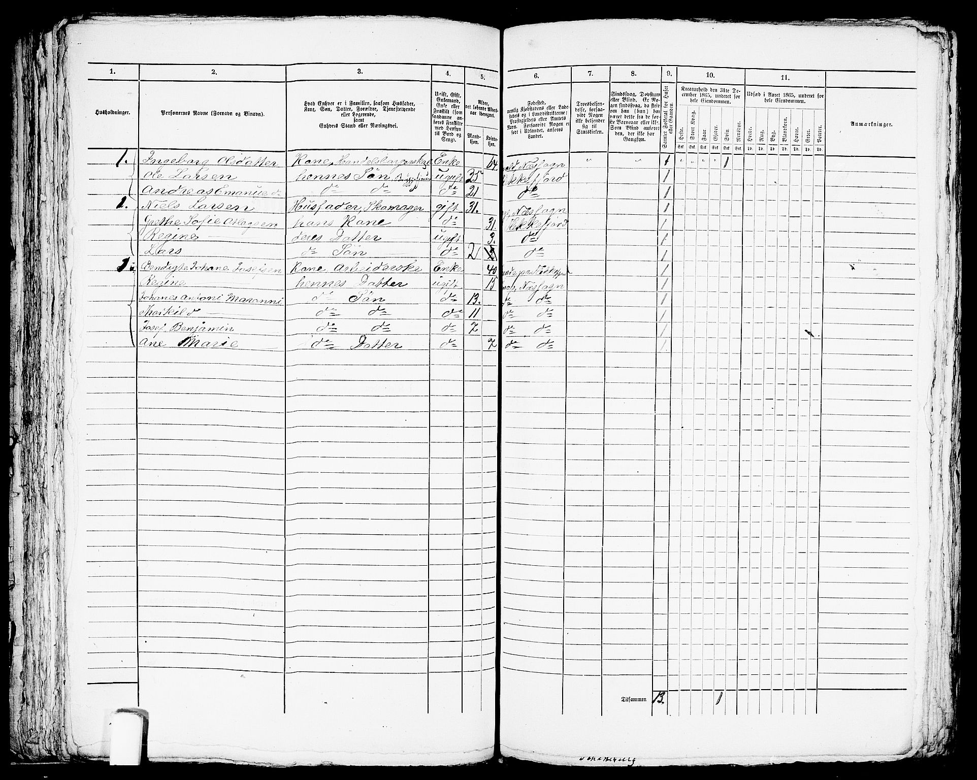 RA, Folketelling 1865 for 1004B Flekkefjord prestegjeld, Flekkefjord kjøpstad, 1865, s. 151