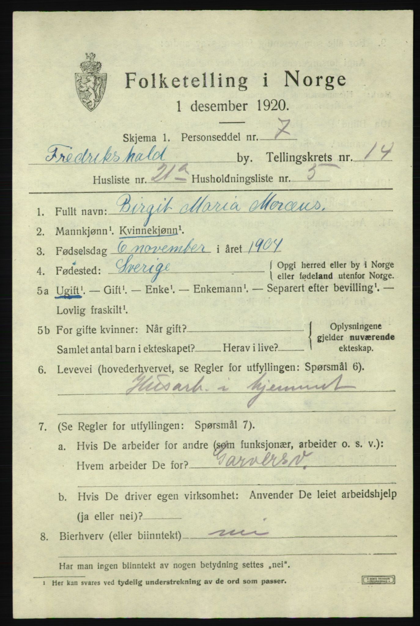 SAO, Folketelling 1920 for 0101 Fredrikshald kjøpstad, 1920, s. 22781