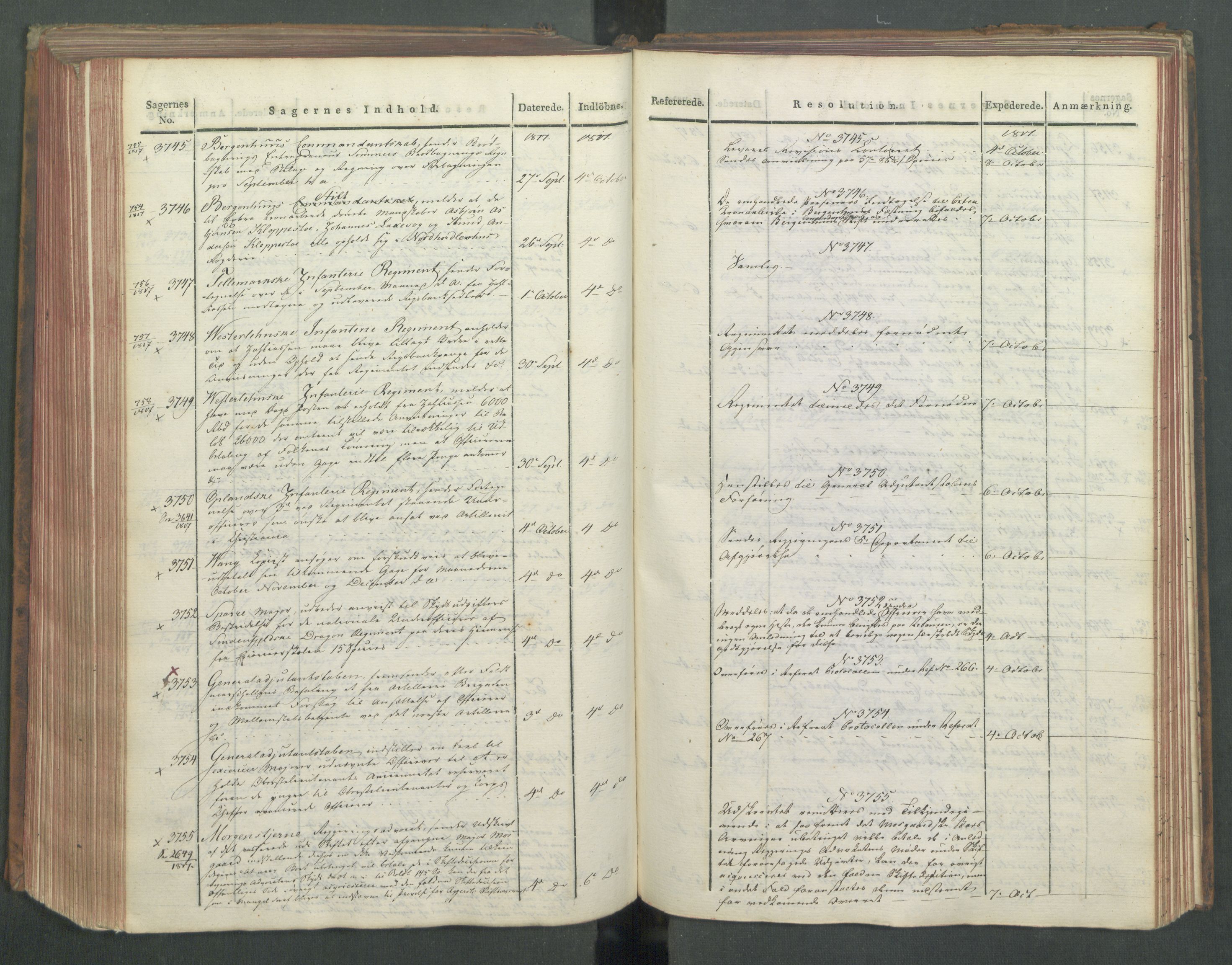 Armédepartementet, AV/RA-RAFA-3493/C/Ca/L0012: 6. Departements Journal, 1817