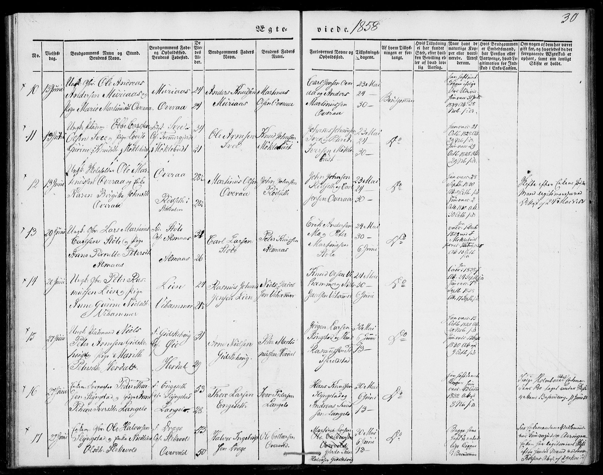 Ministerialprotokoller, klokkerbøker og fødselsregistre - Møre og Romsdal, AV/SAT-A-1454/520/L0276: Ministerialbok nr. 520A06, 1844-1881, s. 30