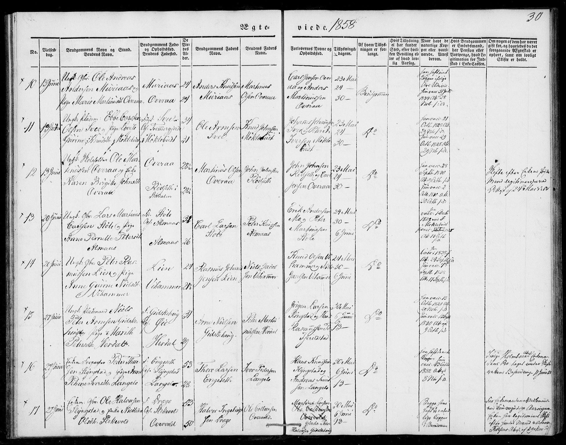 Ministerialprotokoller, klokkerbøker og fødselsregistre - Møre og Romsdal, SAT/A-1454/520/L0276: Ministerialbok nr. 520A06, 1844-1881, s. 30