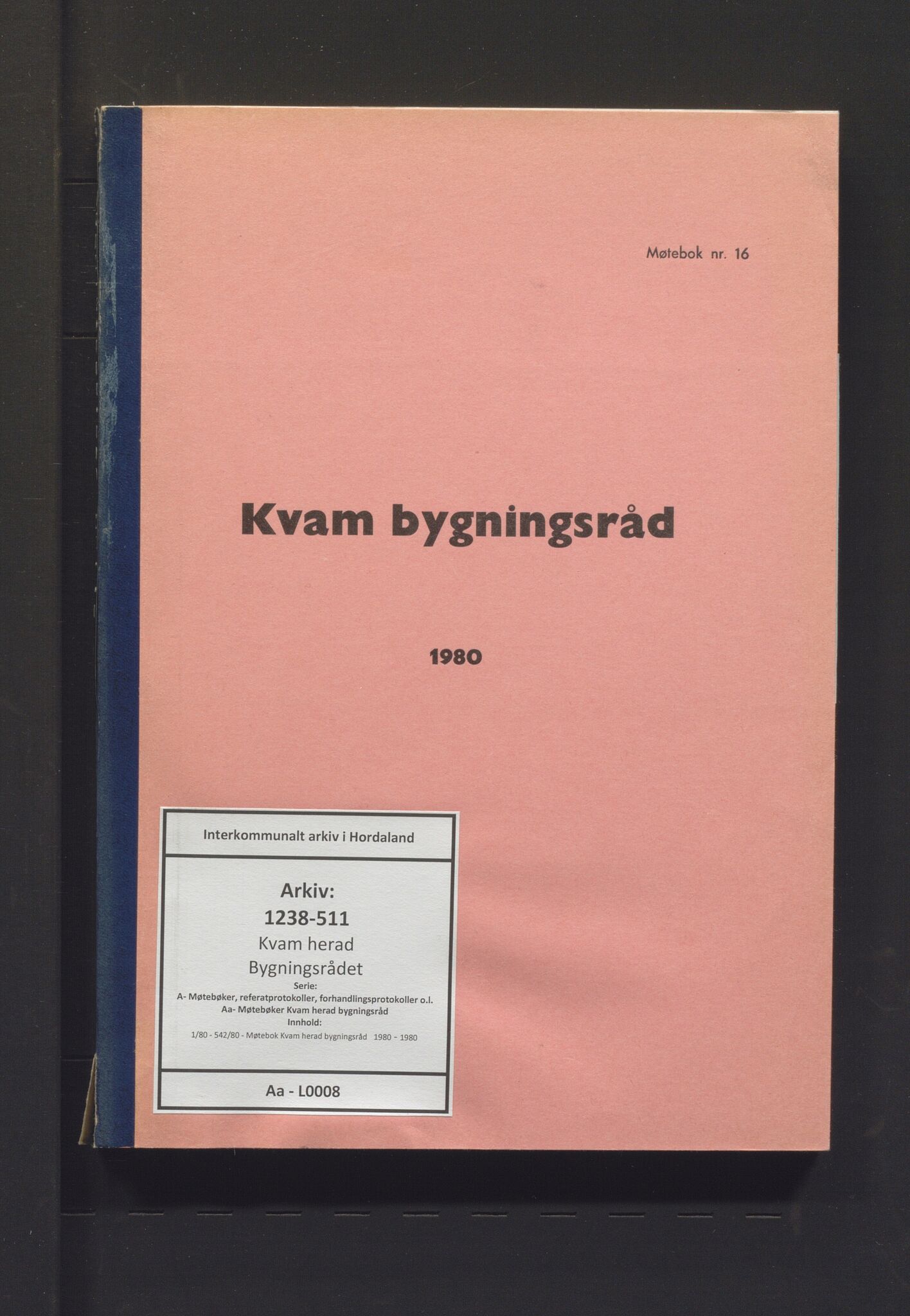 Kvam herad. Bygningsrådet, IKAH/1238-511/A/Aa/L0008: Møtebok Kvam herad bygningsråd , 1980