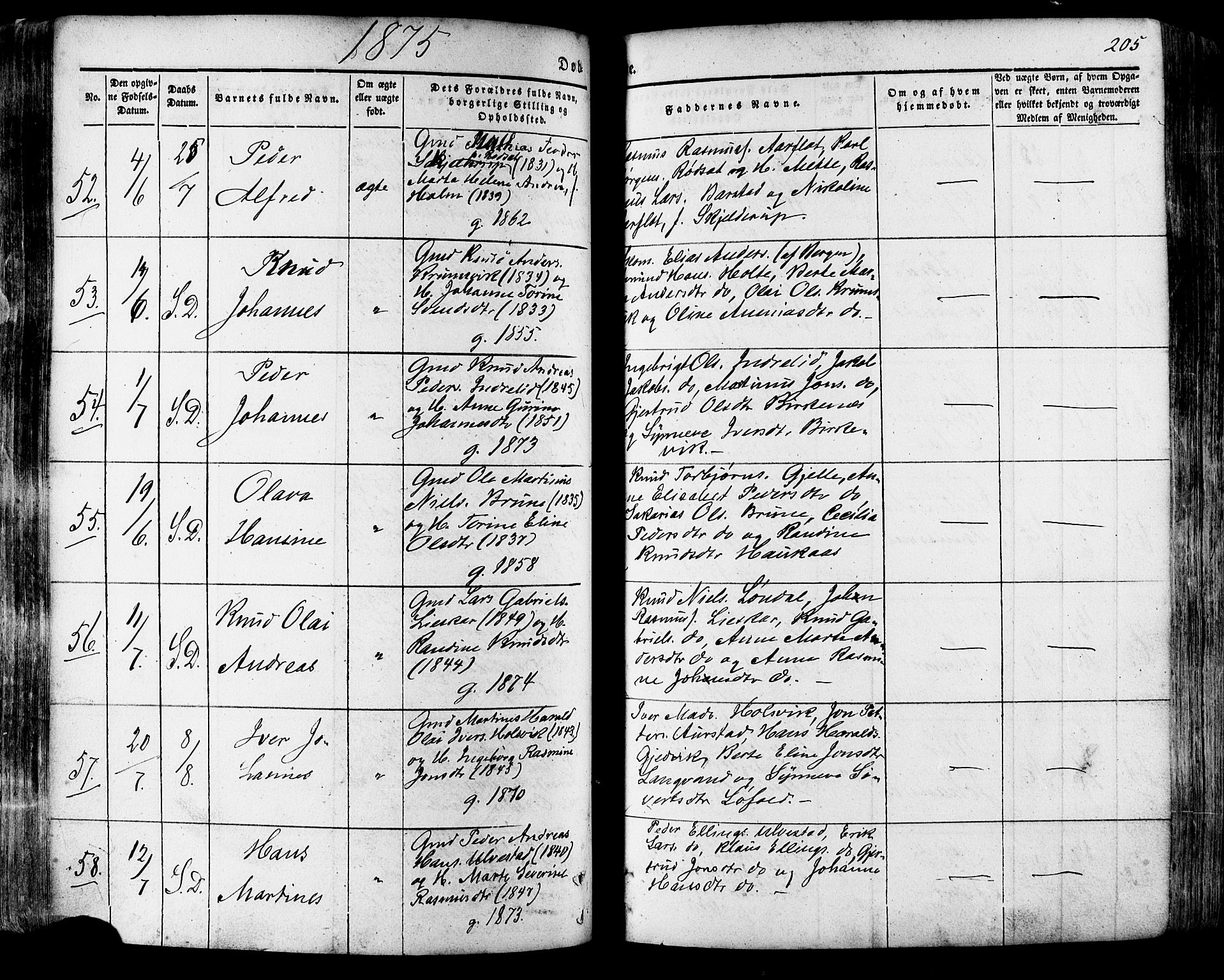 Ministerialprotokoller, klokkerbøker og fødselsregistre - Møre og Romsdal, AV/SAT-A-1454/511/L0140: Ministerialbok nr. 511A07, 1851-1878, s. 205