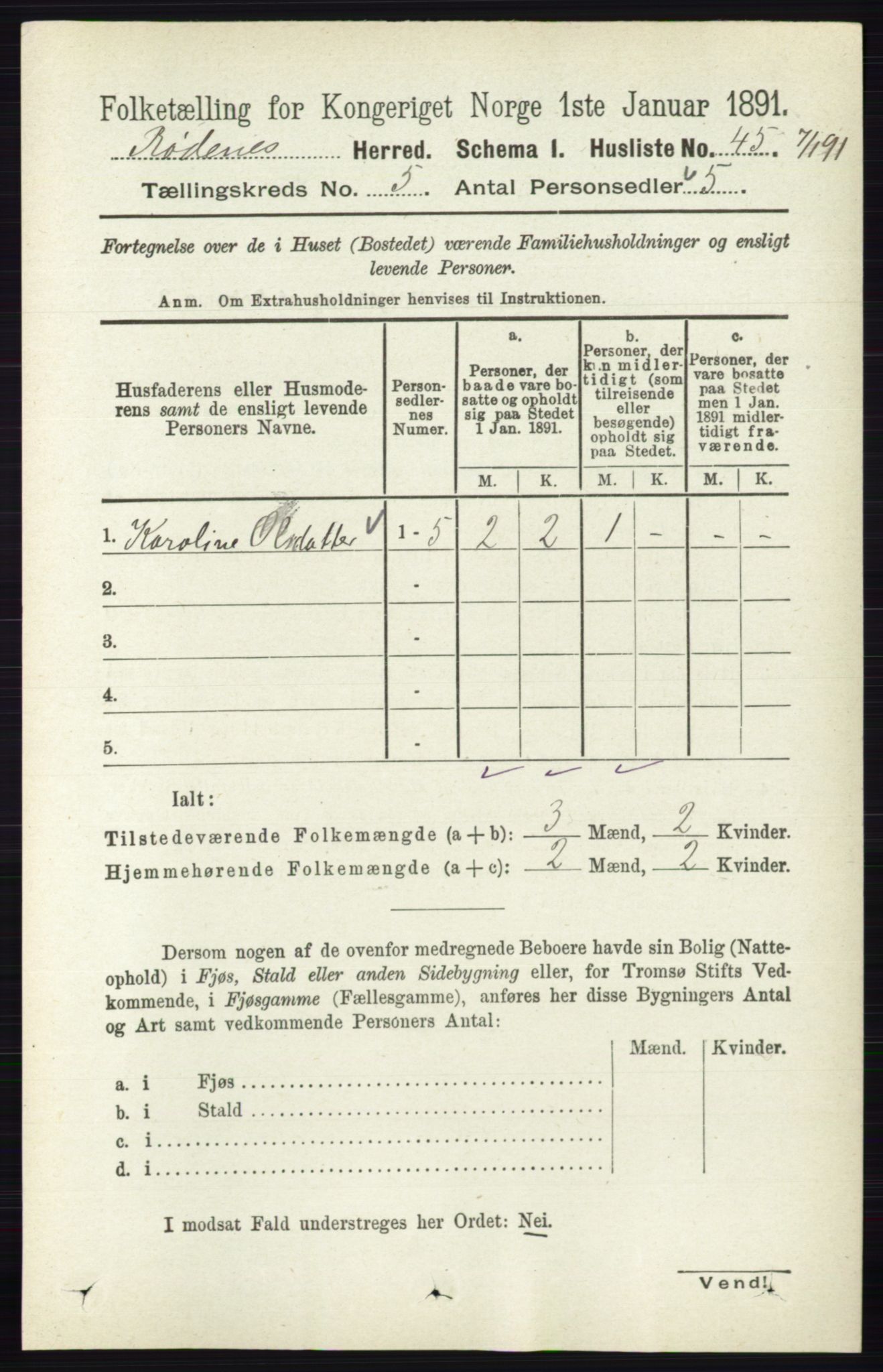 RA, Folketelling 1891 for 0120 Rødenes herred, 1891, s. 2089