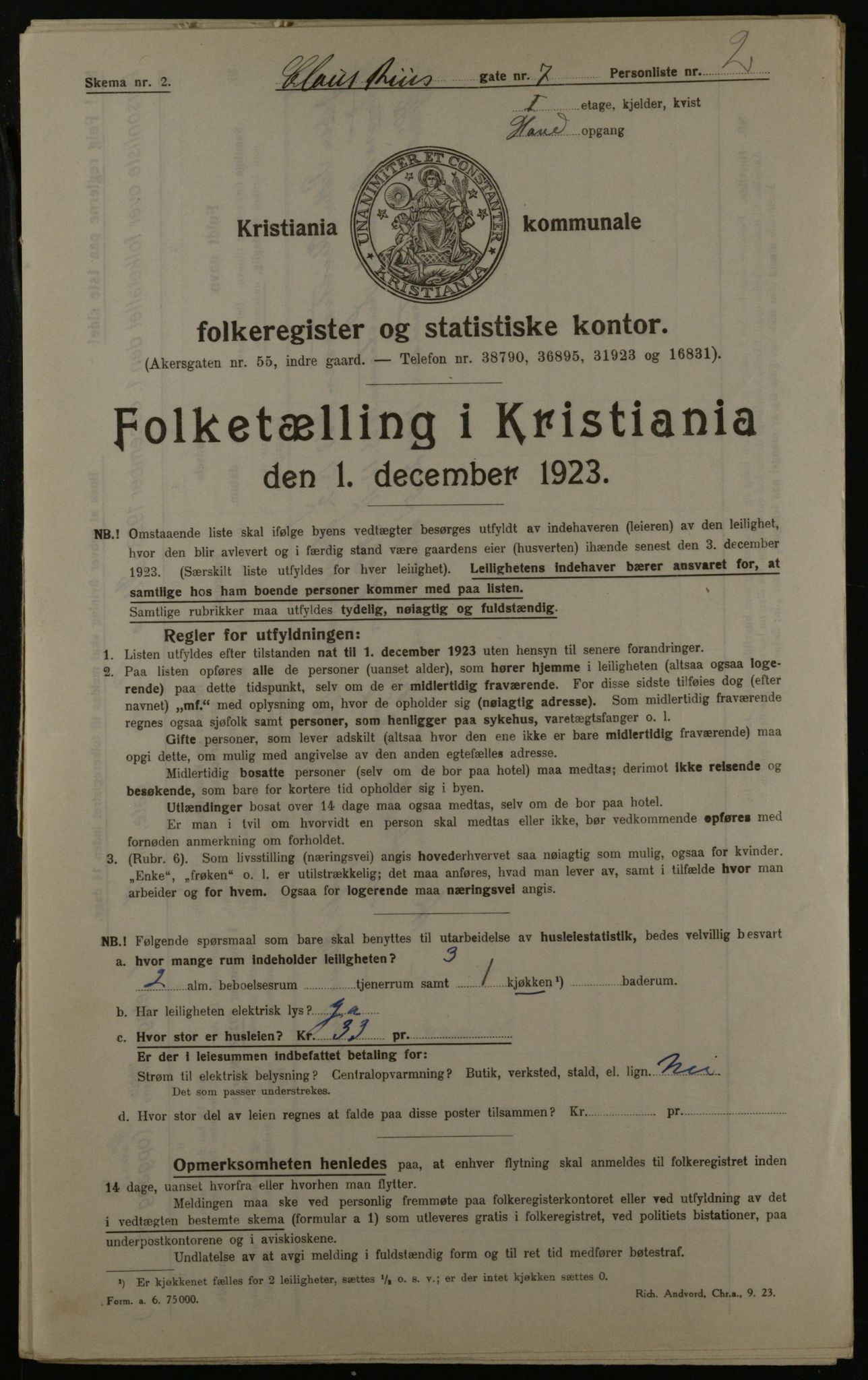 OBA, Kommunal folketelling 1.12.1923 for Kristiania, 1923, s. 14413