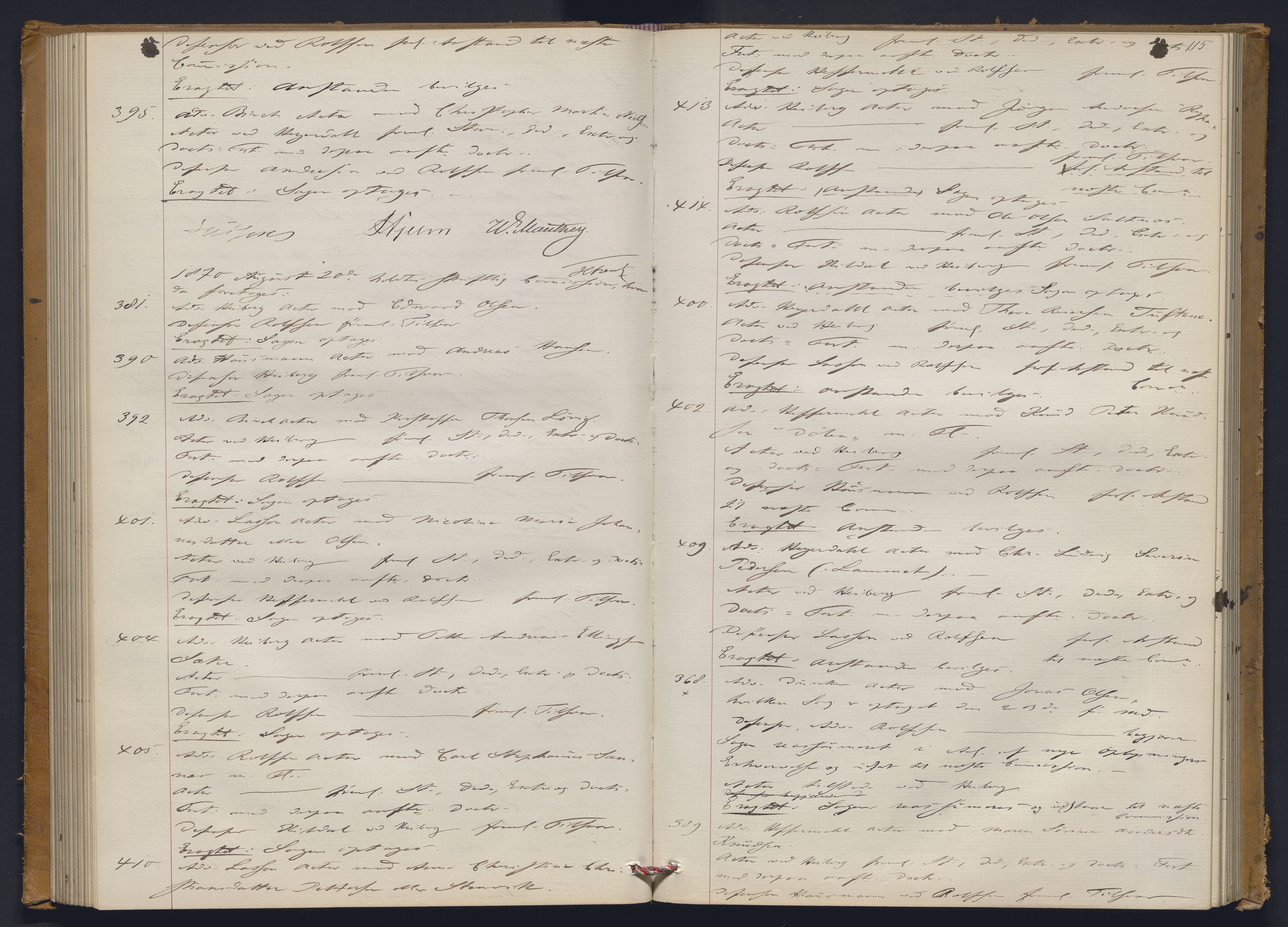 Høyesterett, AV/RA-S-1002/E/Ef/L0012: Protokoll over saker som gikk til skriftlig behandling, 1867-1873, s. 114b-115a