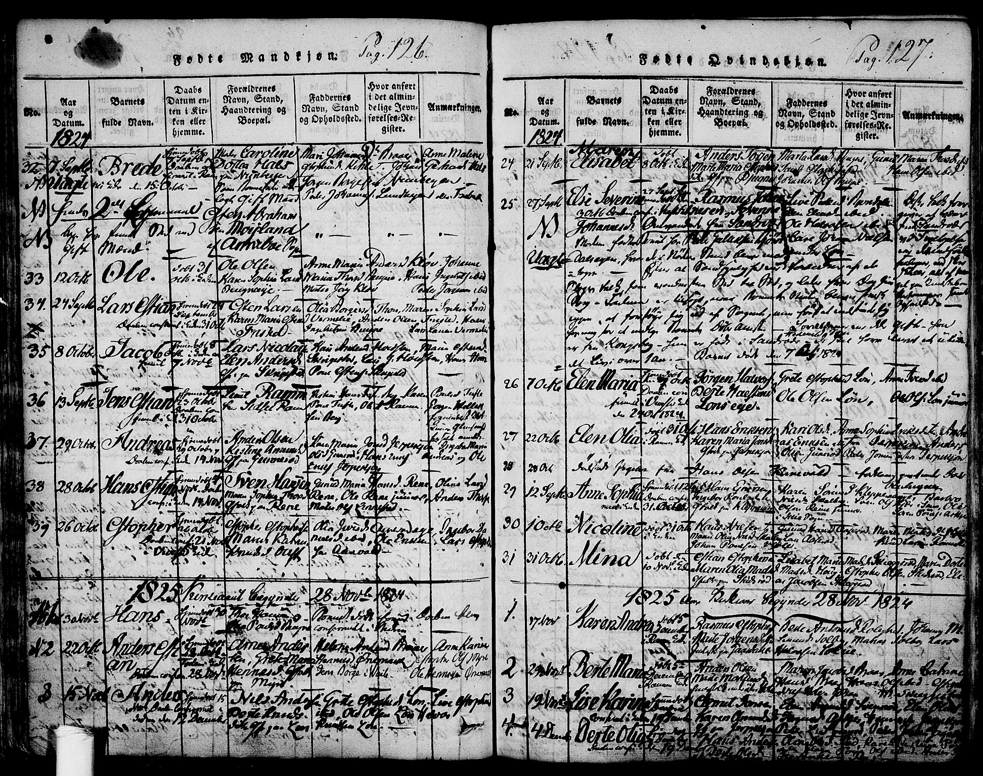 Ramnes kirkebøker, SAKO/A-314/F/Fa/L0004: Ministerialbok nr. I 4, 1813-1840, s. 126-127