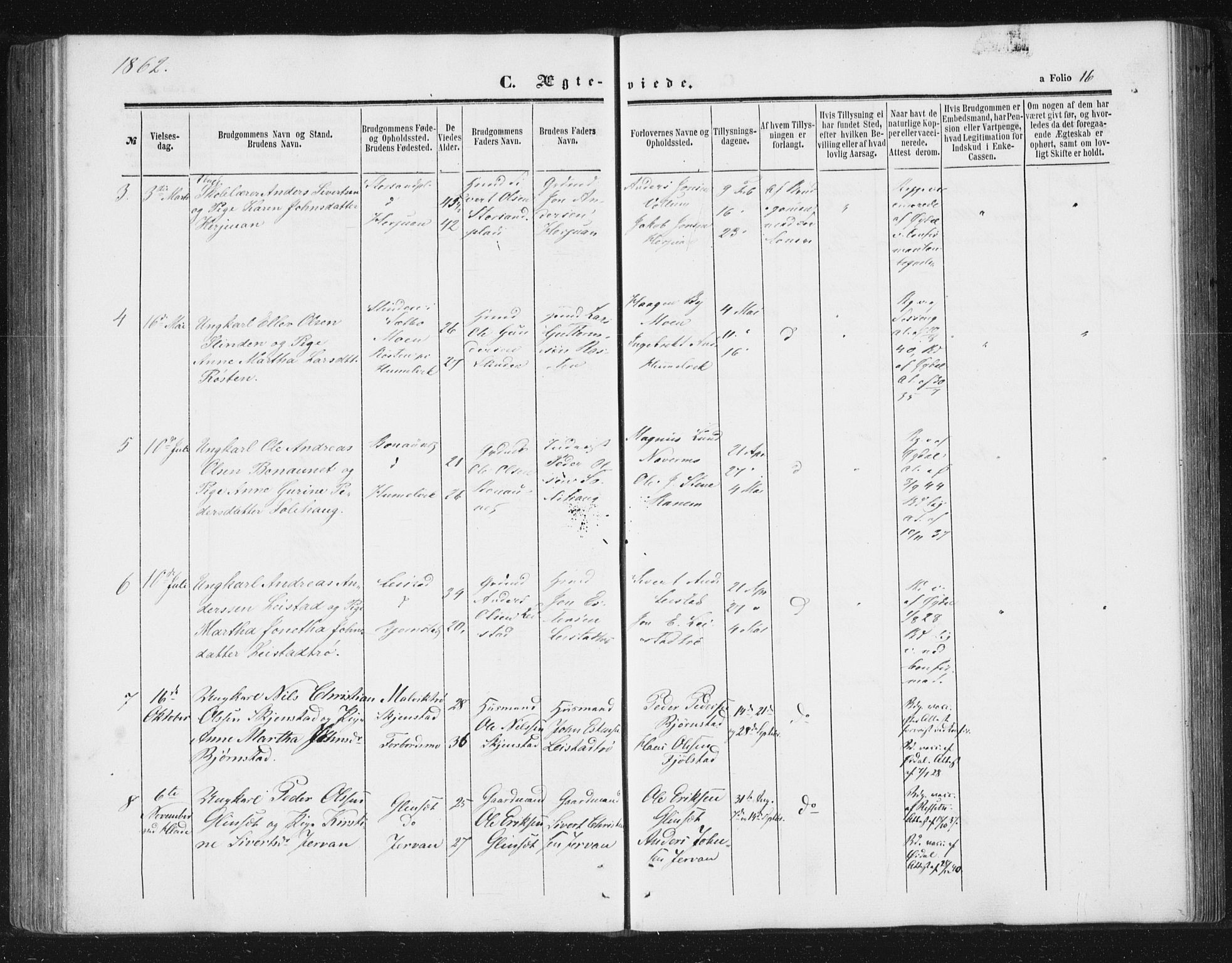 Ministerialprotokoller, klokkerbøker og fødselsregistre - Sør-Trøndelag, SAT/A-1456/616/L0408: Ministerialbok nr. 616A05, 1857-1865, s. 16