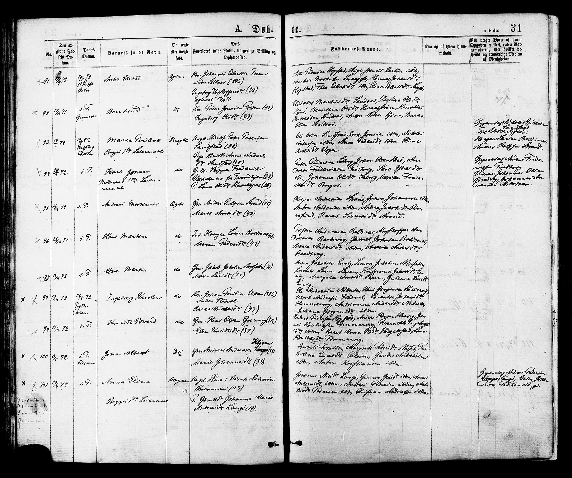 Ministerialprotokoller, klokkerbøker og fødselsregistre - Sør-Trøndelag, SAT/A-1456/634/L0532: Ministerialbok nr. 634A08, 1871-1881, s. 31