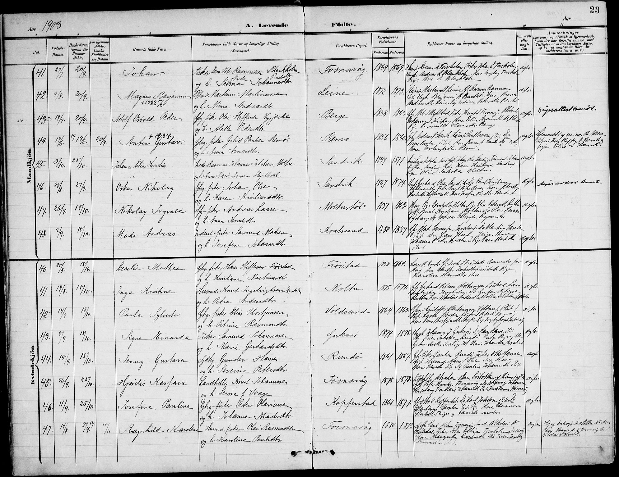 Ministerialprotokoller, klokkerbøker og fødselsregistre - Møre og Romsdal, SAT/A-1454/507/L0075: Ministerialbok nr. 507A10, 1901-1920, s. 23