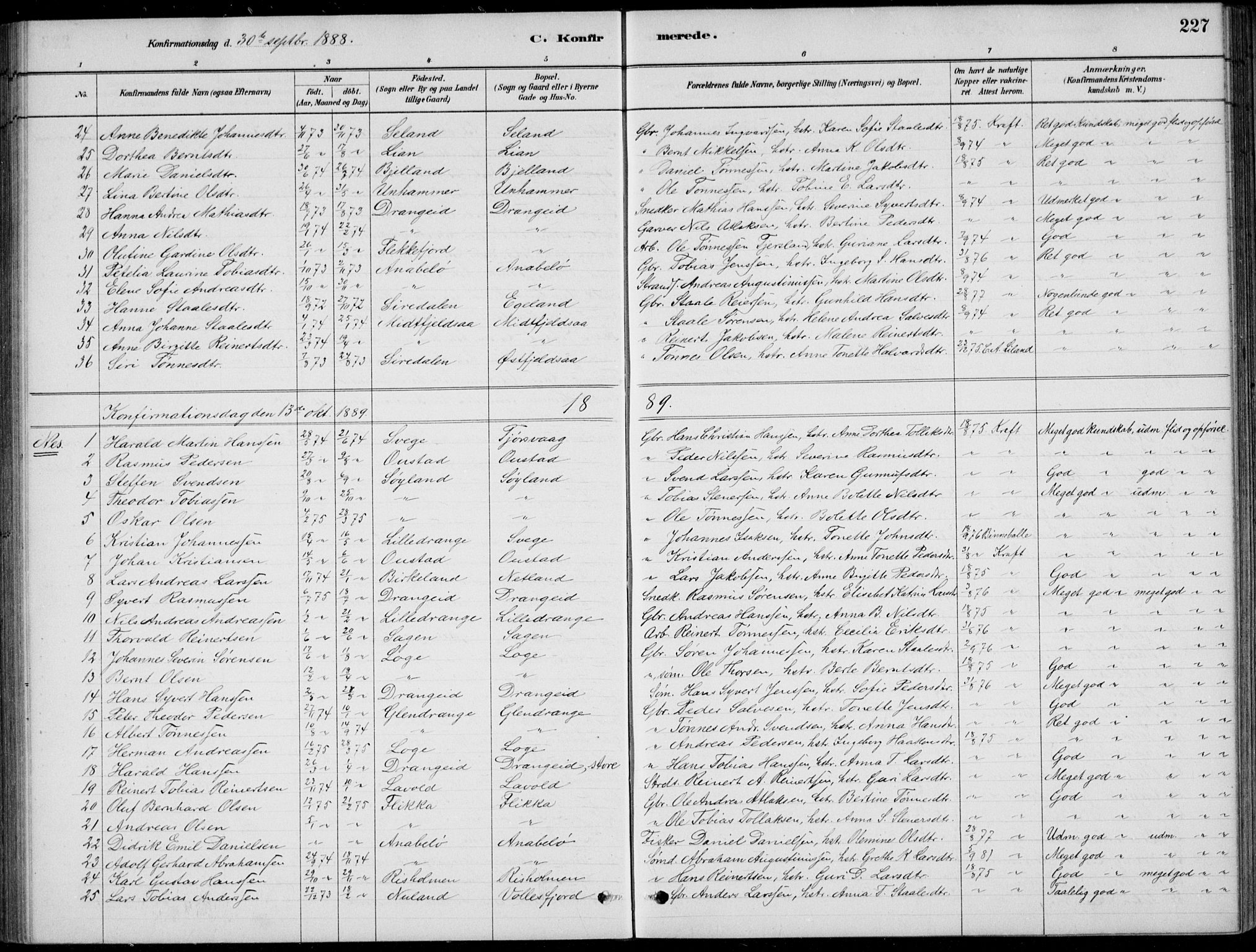 Flekkefjord sokneprestkontor, SAK/1111-0012/F/Fb/Fbc/L0007: Klokkerbok nr. B 7, 1880-1902, s. 227