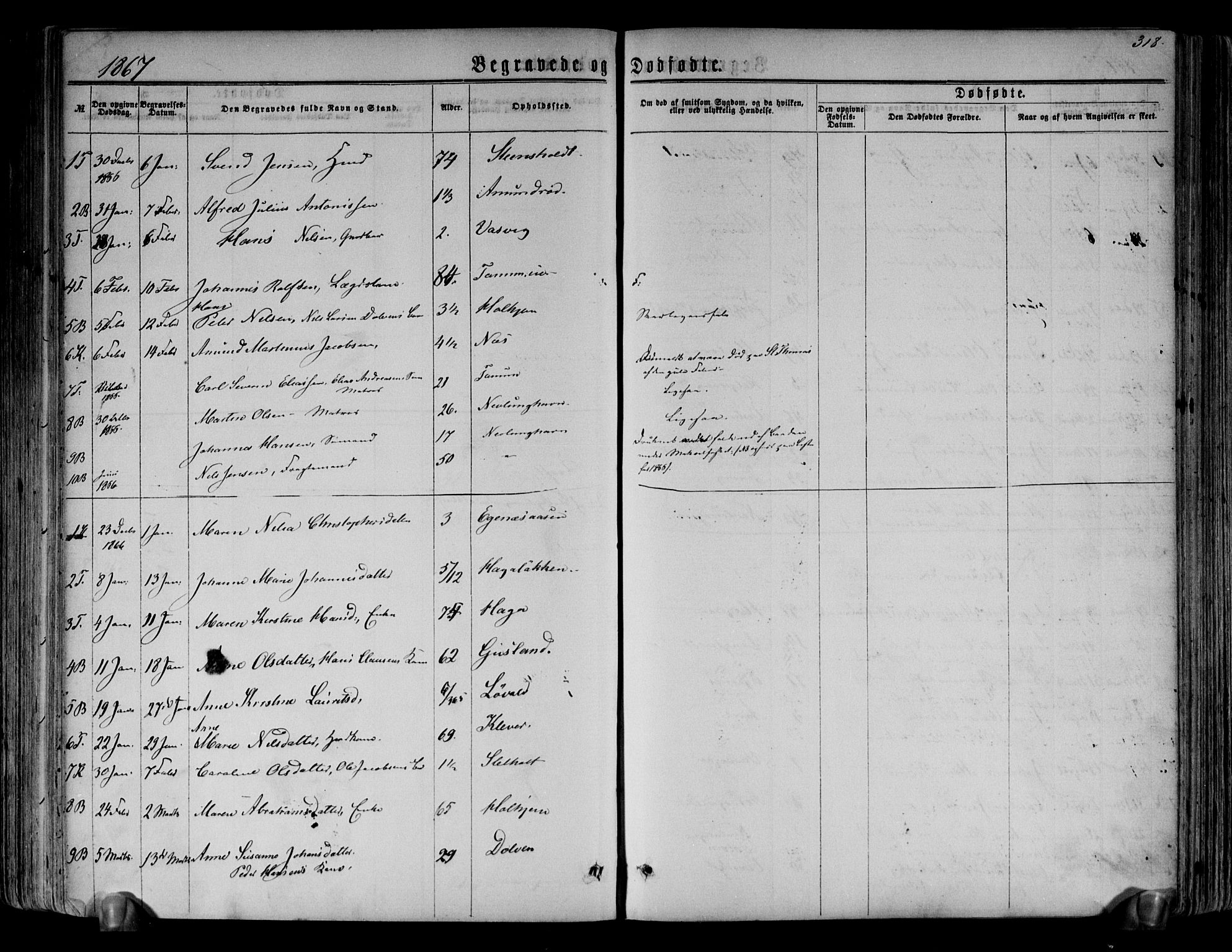 Brunlanes kirkebøker, AV/SAKO-A-342/F/Fa/L0005: Ministerialbok nr. I 5, 1862-1877, s. 318