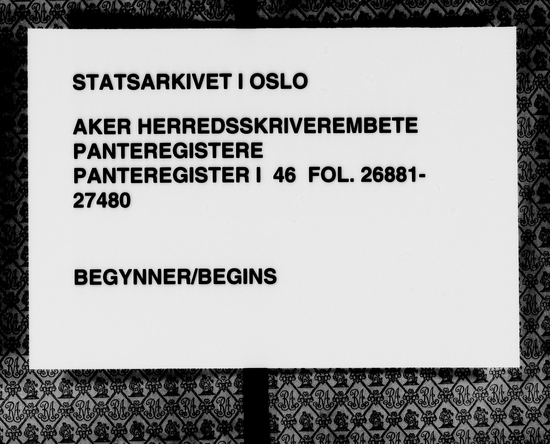 Aker herredsskriveri, SAO/A-10896/G/Ga/Gab/Gaba/L0046: Panteregister nr. I 46, 1919-1950