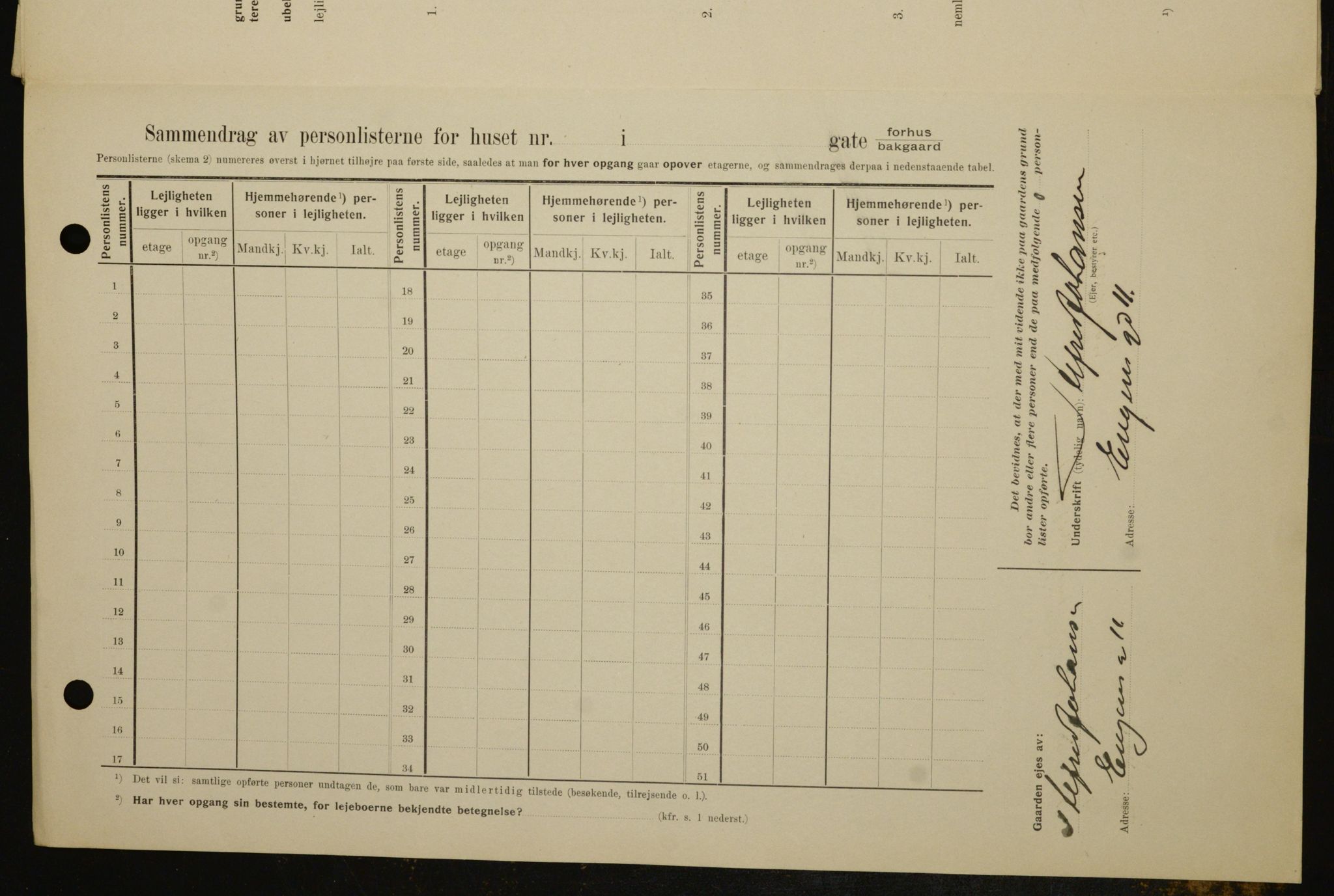 OBA, Kommunal folketelling 1.2.1909 for Kristiania kjøpstad, 1909, s. 106375