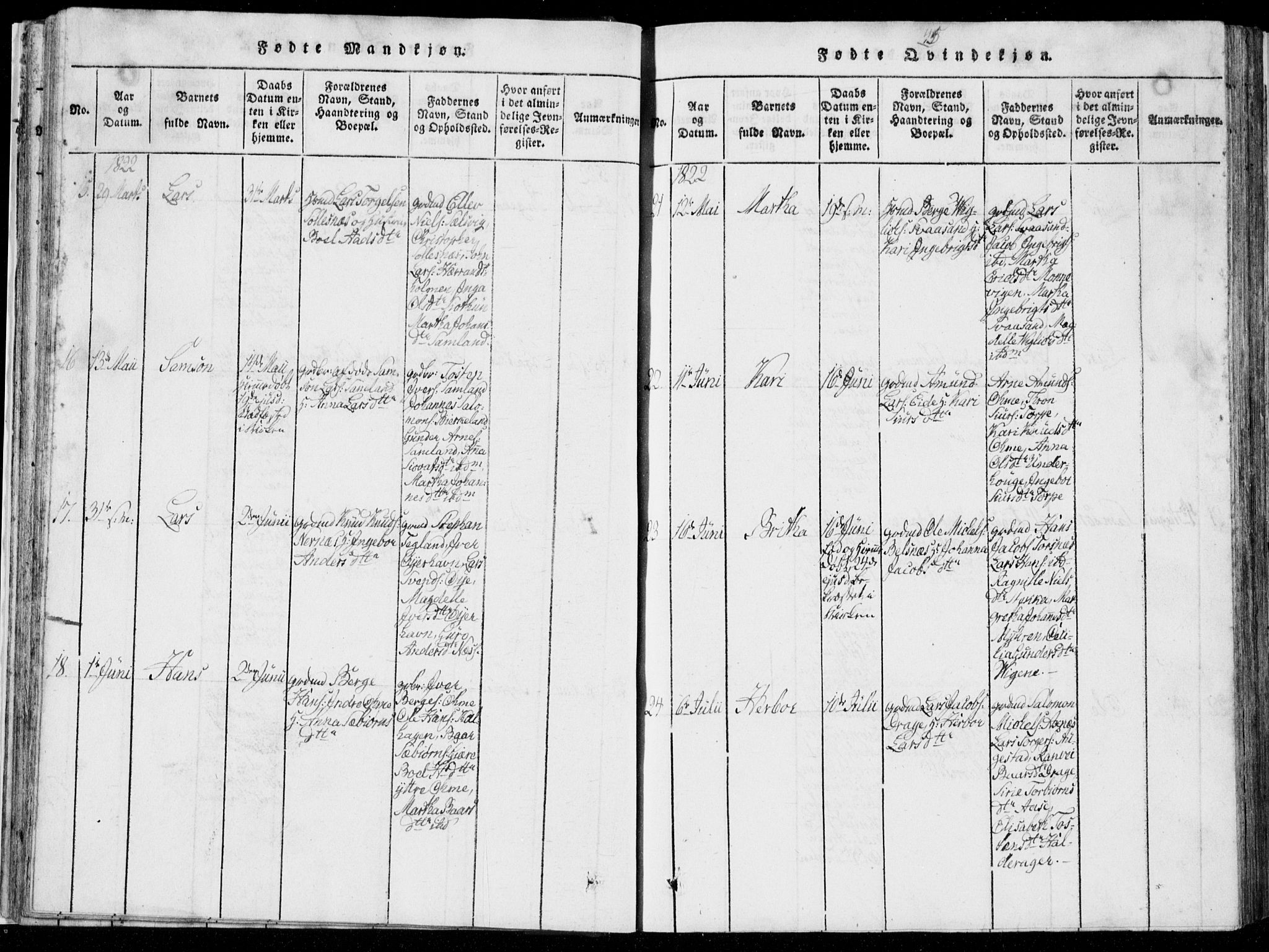 Strandebarm sokneprestembete, AV/SAB-A-78401/H/Hab: Klokkerbok nr. A  1, 1816-1826, s. 45