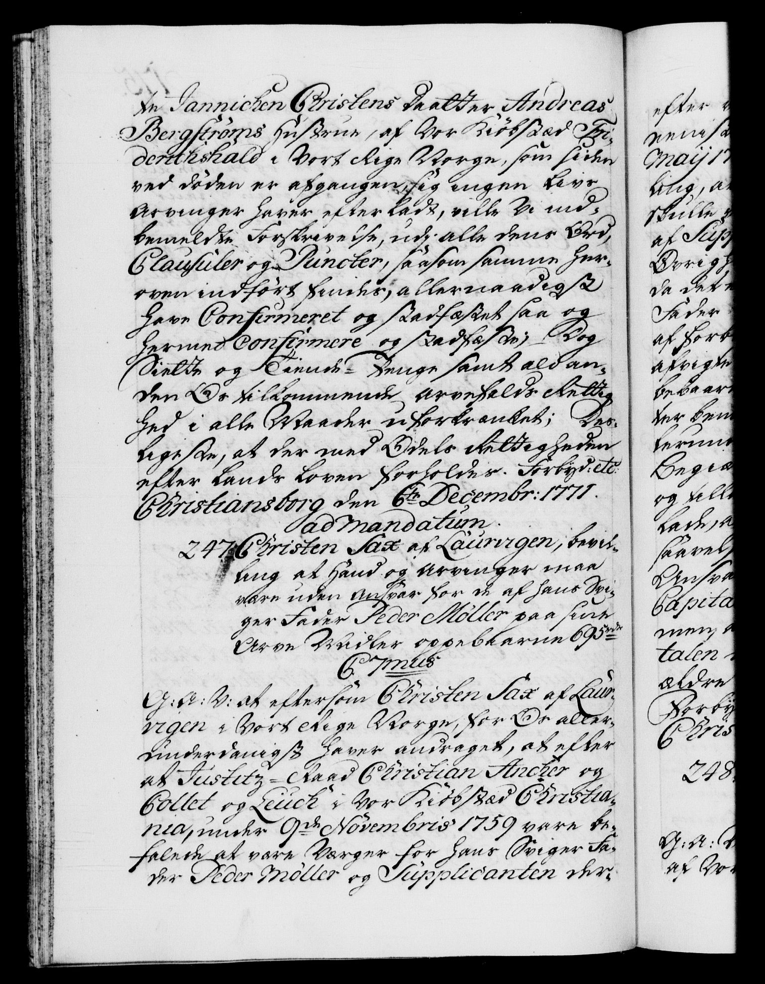 Danske Kanselli 1572-1799, RA/EA-3023/F/Fc/Fca/Fcaa/L0045: Norske registre "Norske eller 3. dept.s åpne brev, 1771-1773, s. 175b