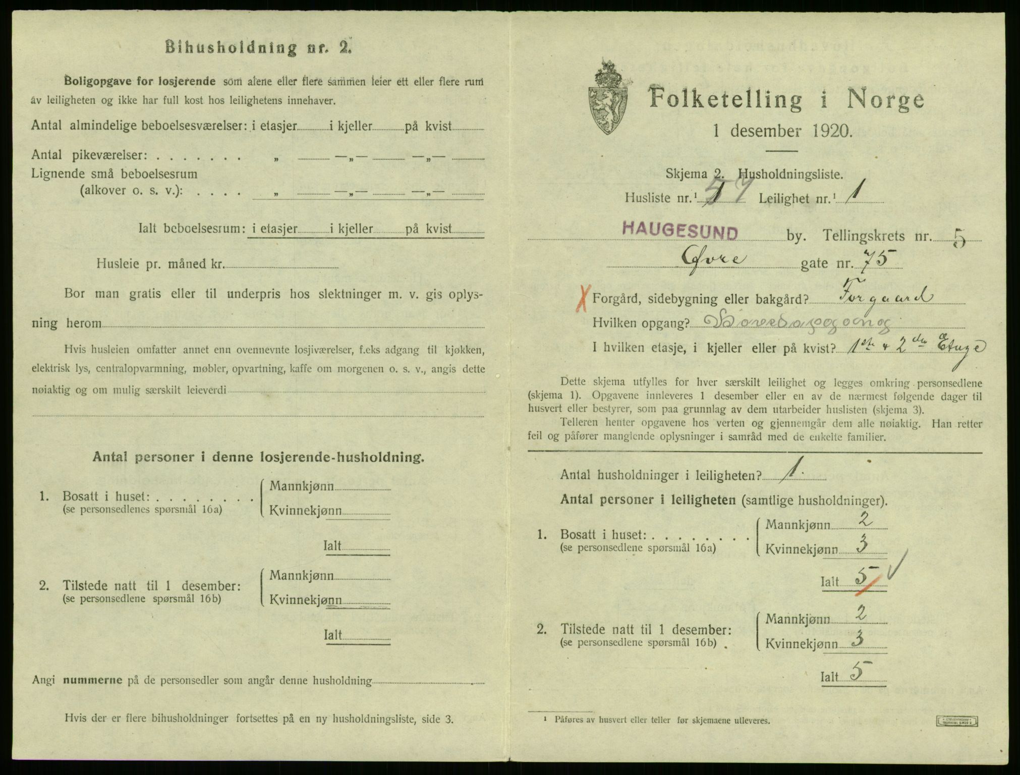 SAST, Folketelling 1920 for 1106 Haugesund kjøpstad, 1920, s. 45437