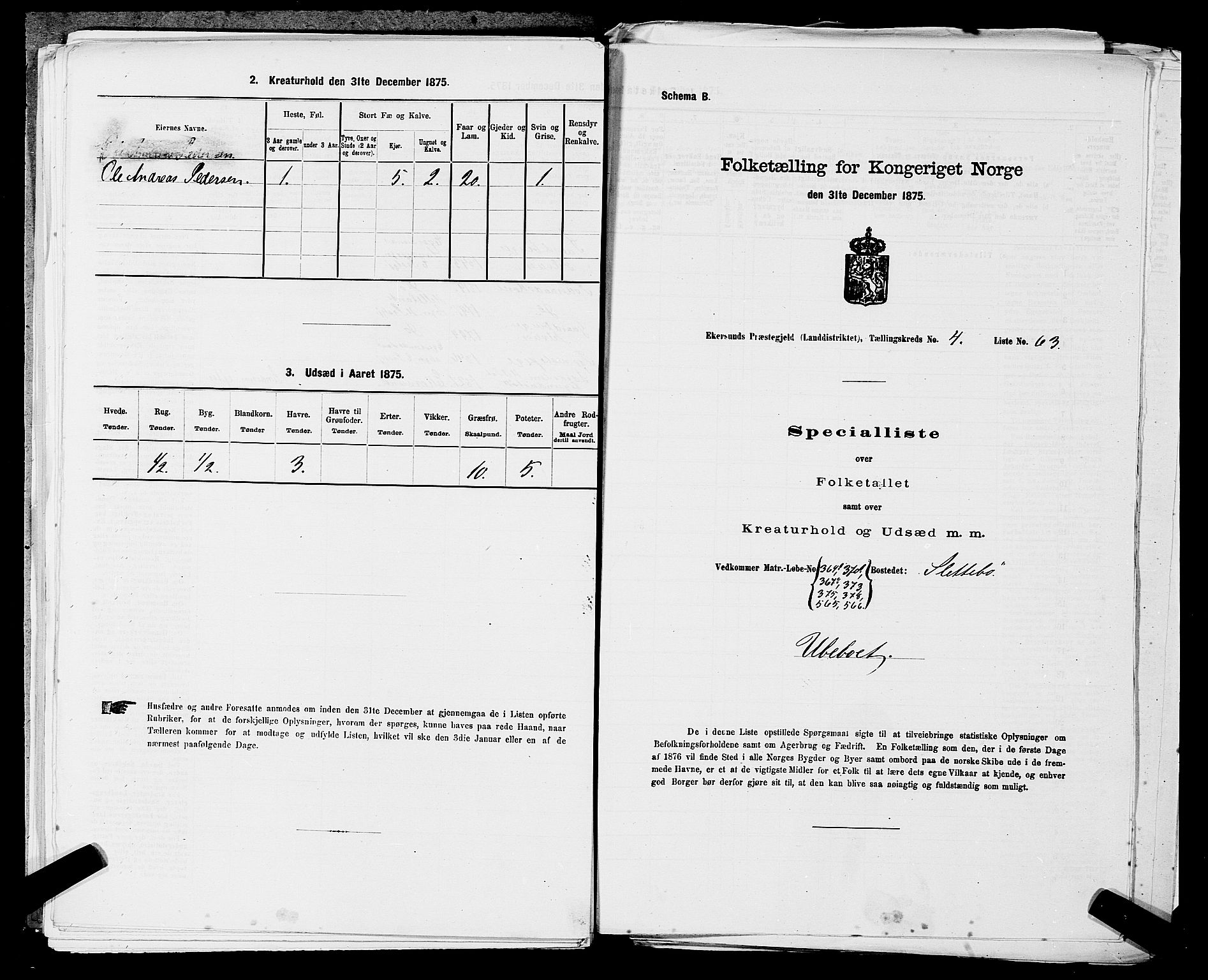 SAST, Folketelling 1875 for 1116L Eigersund prestegjeld, Eigersund landsokn og Ogna sokn, 1875, s. 521