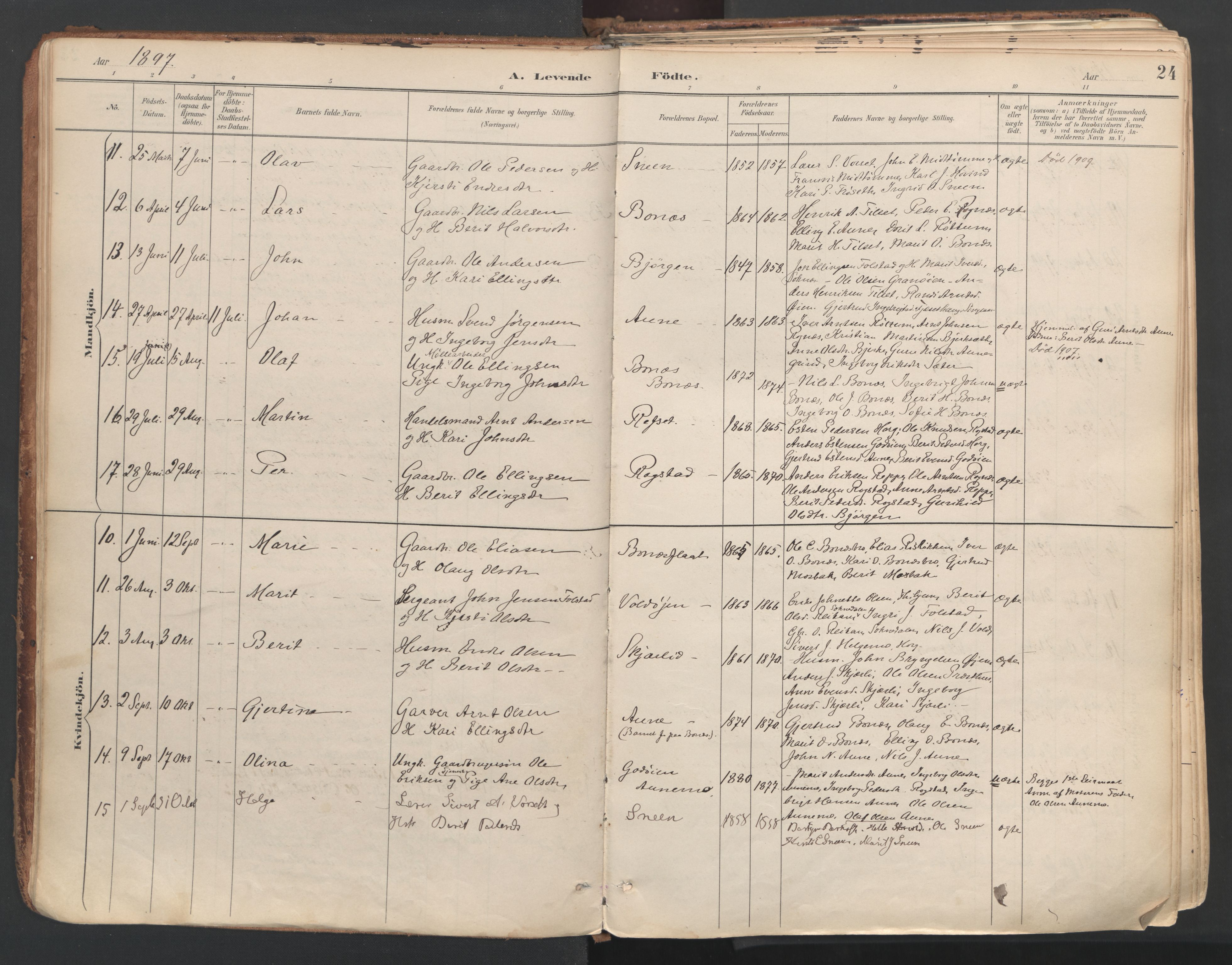 Ministerialprotokoller, klokkerbøker og fødselsregistre - Sør-Trøndelag, AV/SAT-A-1456/687/L1004: Ministerialbok nr. 687A10, 1891-1923, s. 24