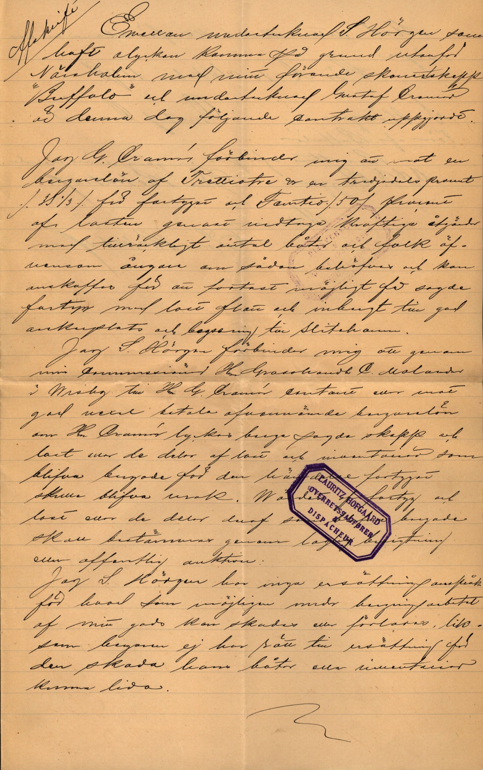 Pa 63 - Østlandske skibsassuranceforening, VEMU/A-1079/G/Ga/L0029/0009: Havaridokumenter / Anette, Agathe, Agra, Buffalo, 1893, s. 71