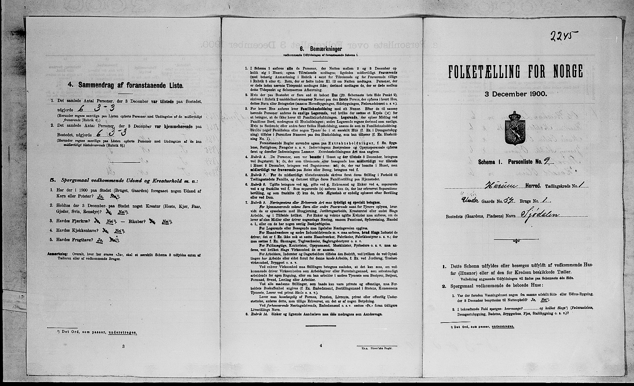 RA, Folketelling 1900 for 0628 Hurum herred, 1900, s. 94