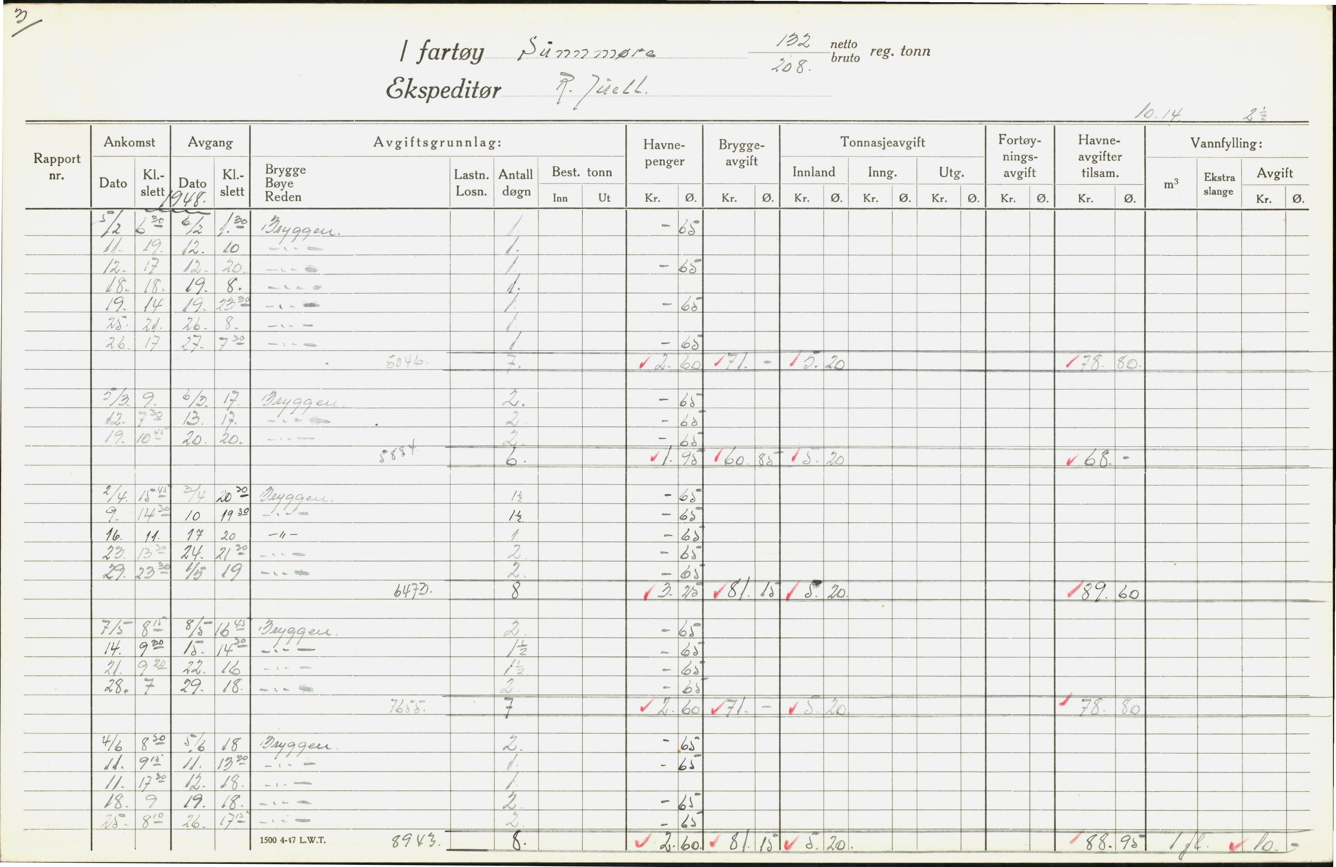 Bergen kommune. Havnekontor/havnefogd, BBA/A-0742/H/Ha/Hac/L0055: Skipsregister Sunnmøre-Sølve, 1941-1975