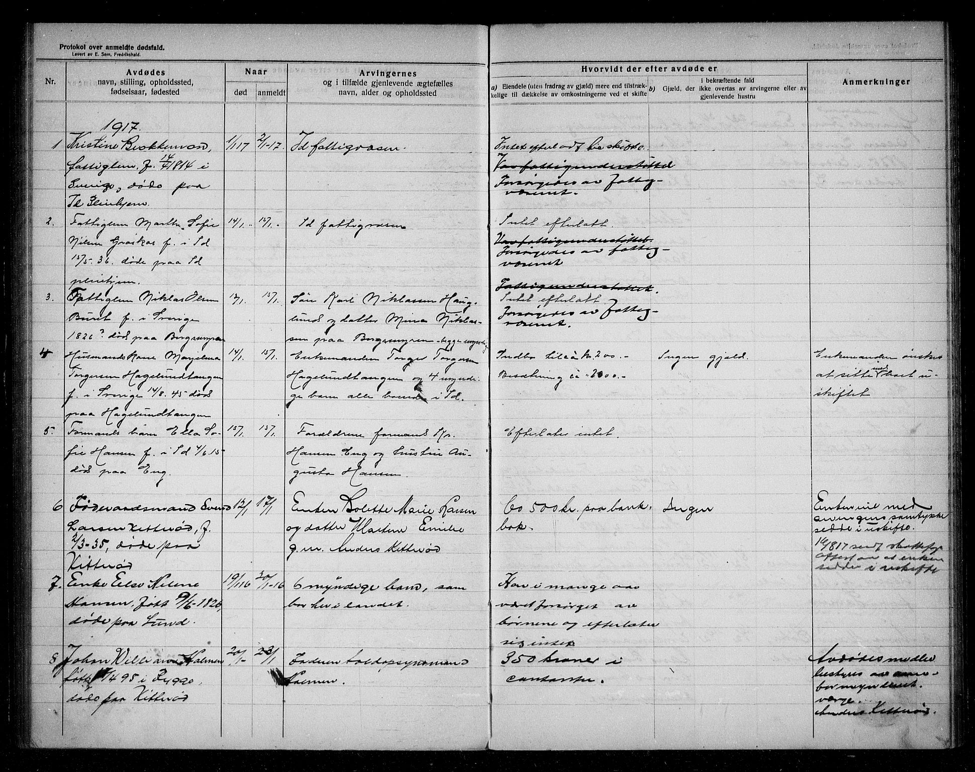 Idd lensmannsarkiv, AV/SAO-A-10633/H/Ha/L0003: Dødsfallsprotokoll, 1911-1920