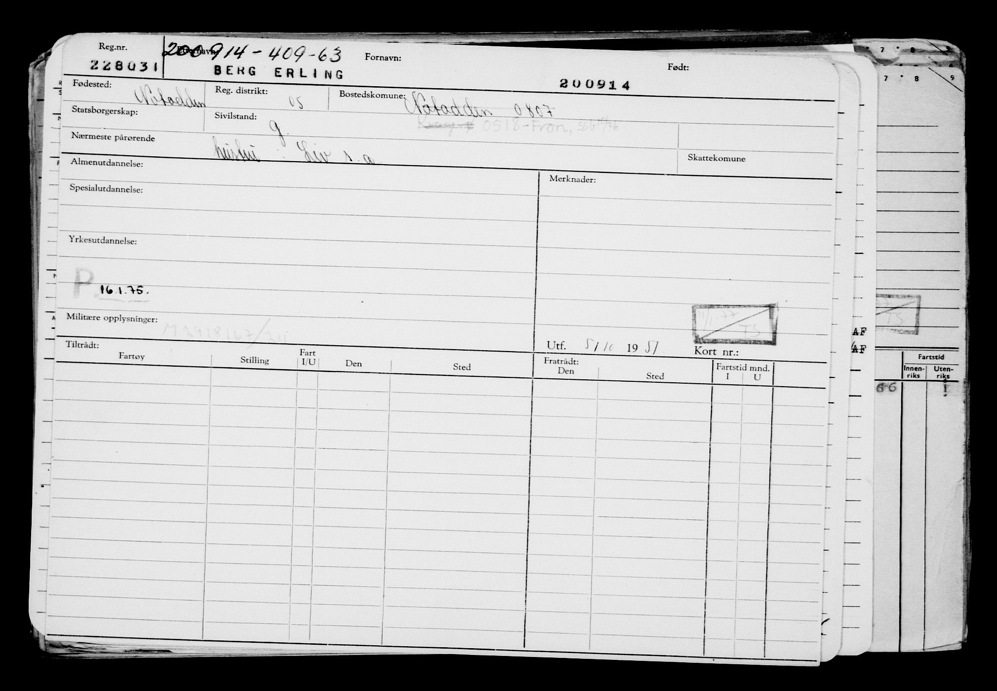 Direktoratet for sjømenn, RA/S-3545/G/Gb/L0124: Hovedkort, 1914, s. 219