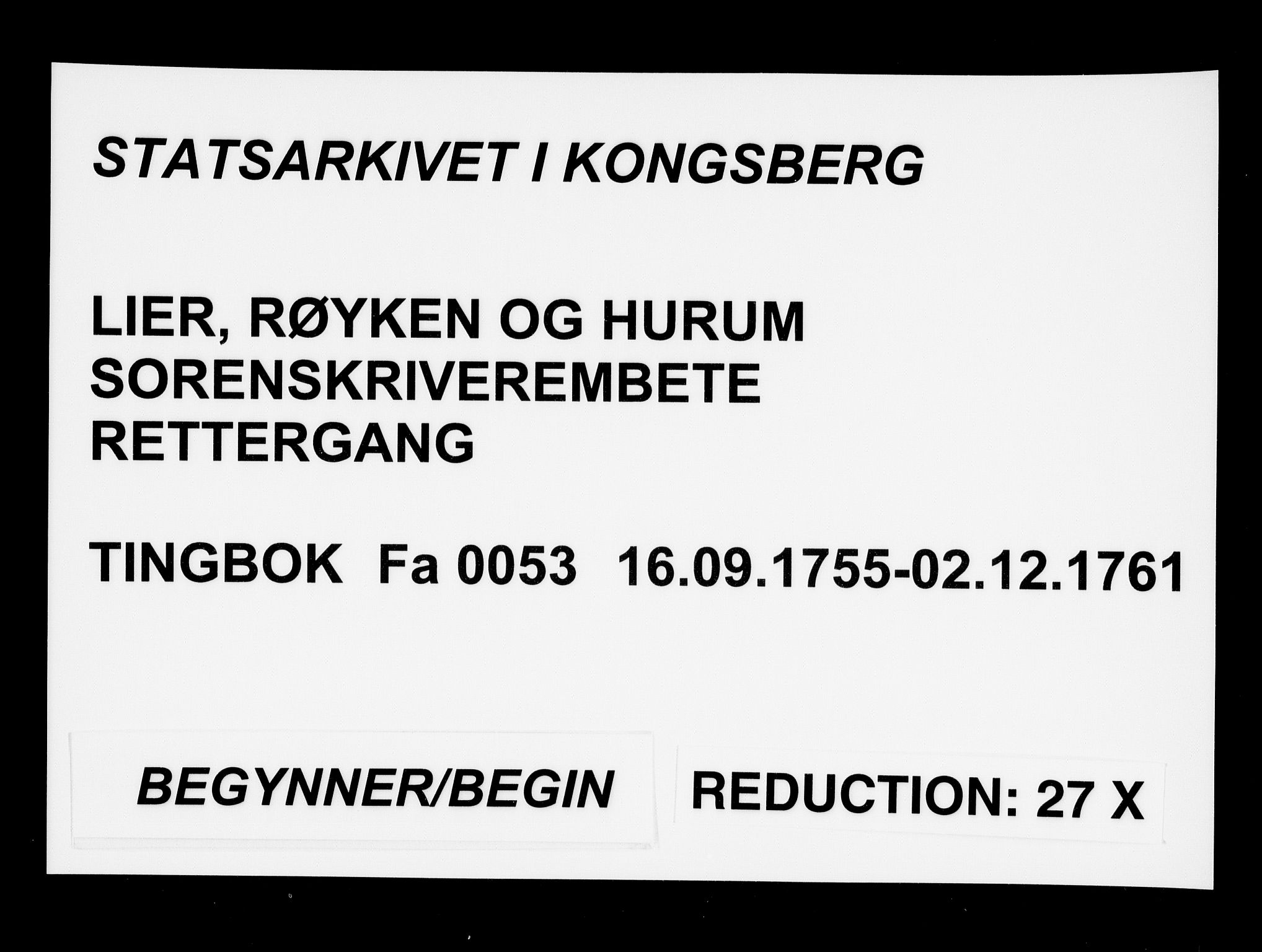 Lier, Røyken og Hurum sorenskriveri, AV/SAKO-A-89/F/Fa/L0053: Tingbok, 1755-1761