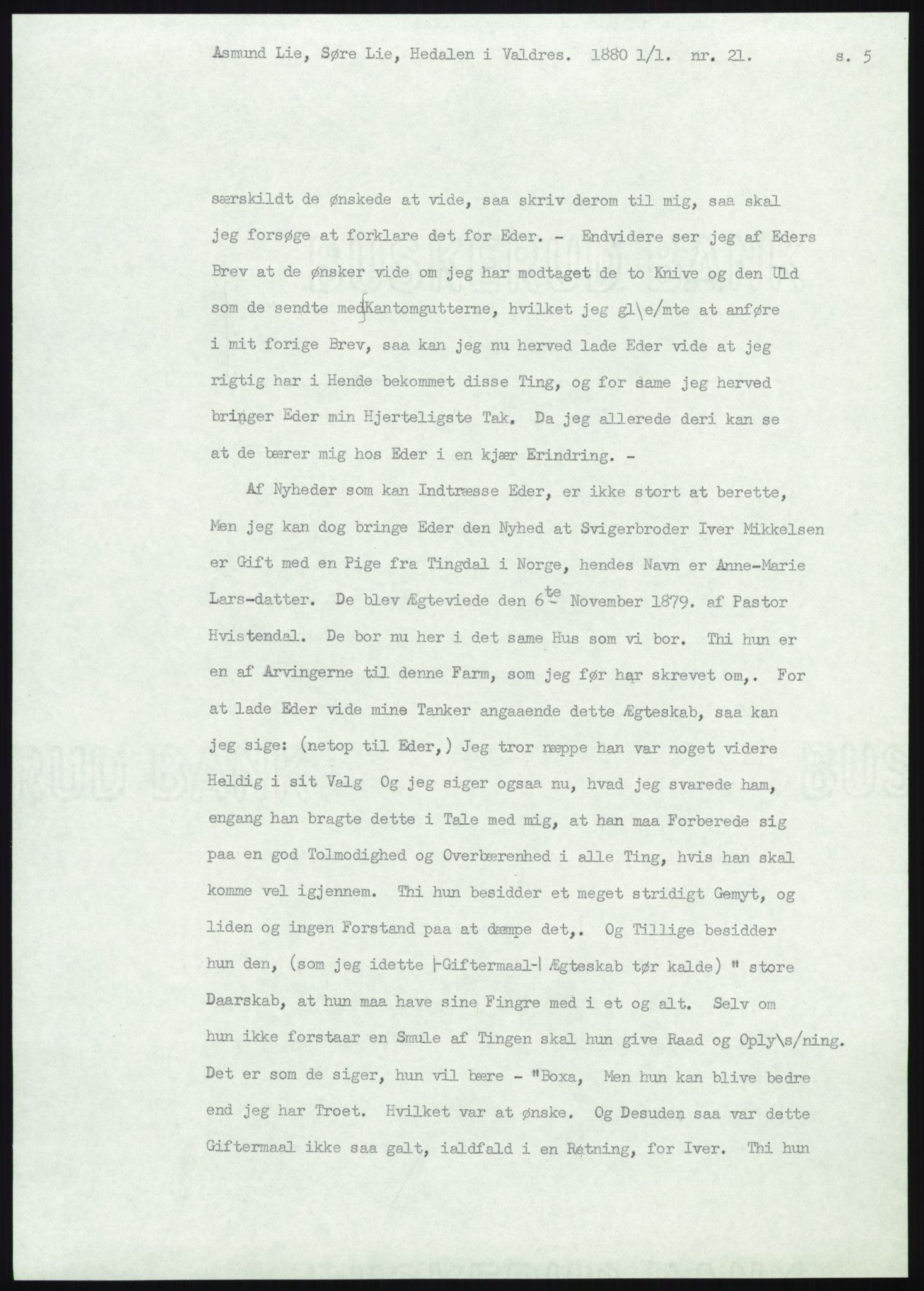 Samlinger til kildeutgivelse, Amerikabrevene, AV/RA-EA-4057/F/L0012: Innlån fra Oppland: Lie (brevnr 1-78), 1838-1914, s. 255