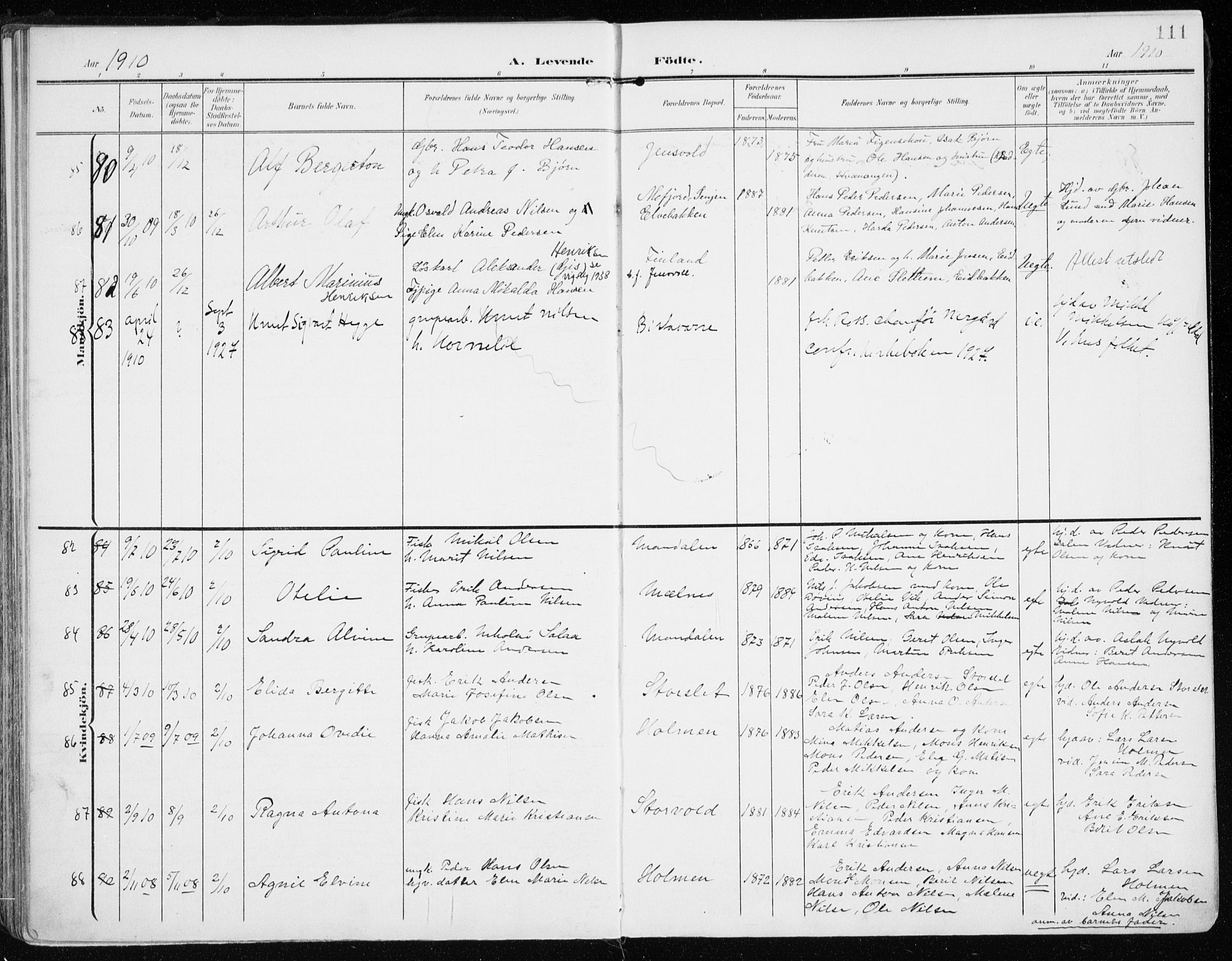 Lyngen sokneprestembete, AV/SATØ-S-1289/H/He/Hea/L0011kirke: Ministerialbok nr. 11, 1903-1913, s. 111