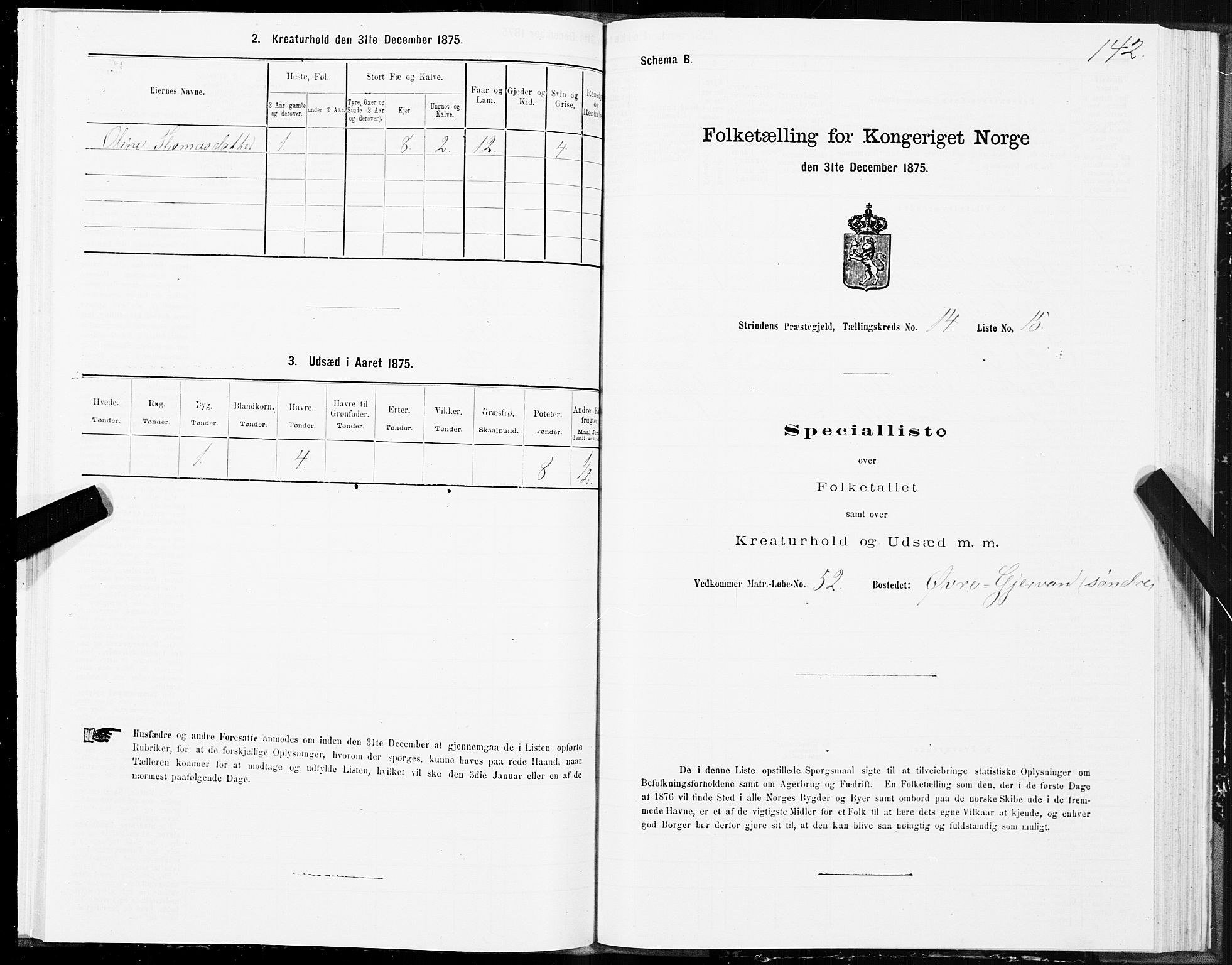 SAT, Folketelling 1875 for 1660P Strinda prestegjeld, 1875, s. 8142