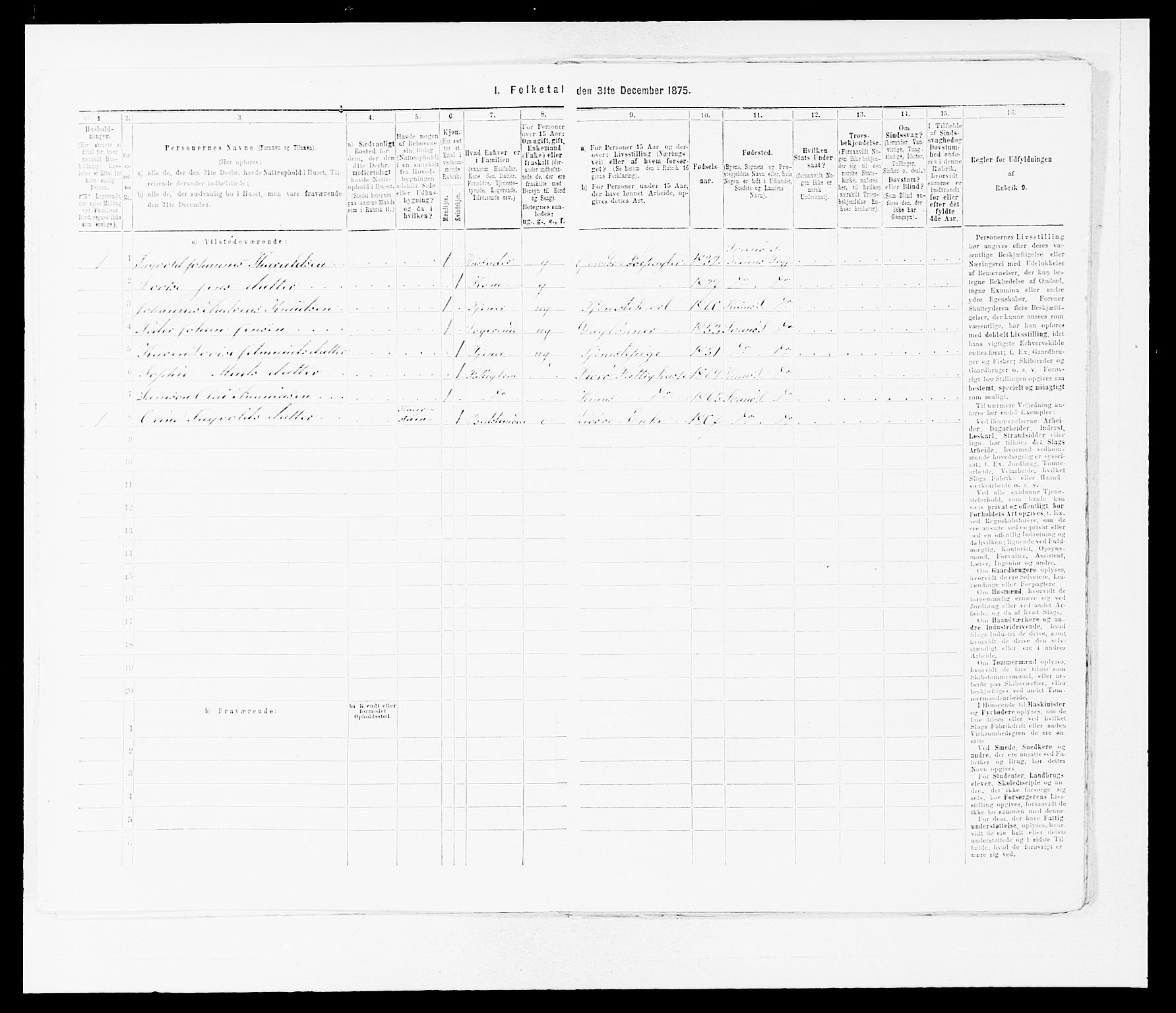 SAB, Folketelling 1875 for 1437L Kinn prestegjeld, Kinn sokn og Svanøy sokn, 1875, s. 1156